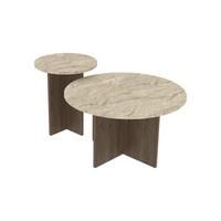 COUCHTISCHEN 2er-Set mit runder Tischplatte 70/70/40 cm - Eichefarben, Holzwerkstoff (13/70/40cm) - Calicosy