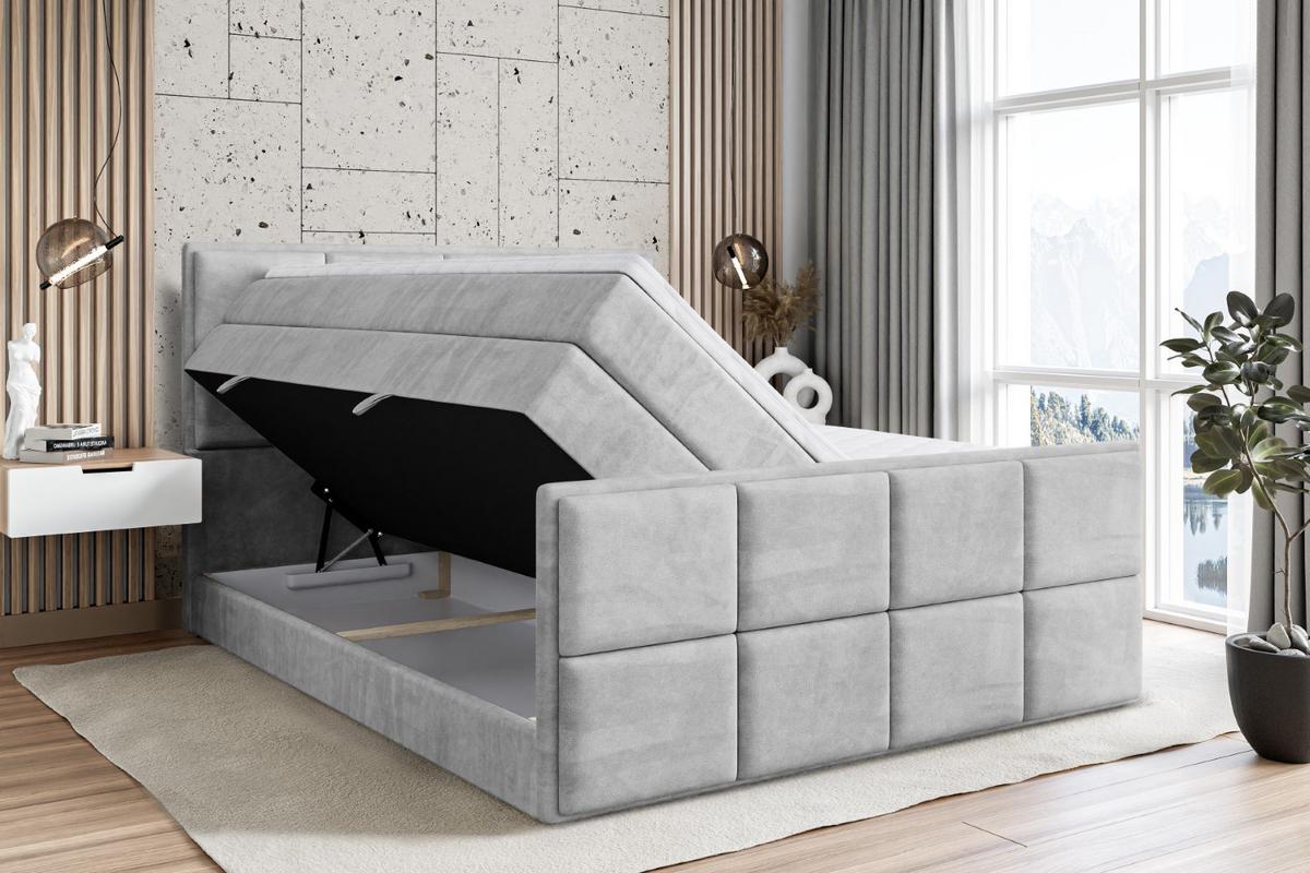 BOXSPRINGBETT NOVA-Z KING - 180 x 200 - H3/H4 - Hellgrau - Hellgrau, Holzwerkstoff (180/200cm) - ALTDECOR