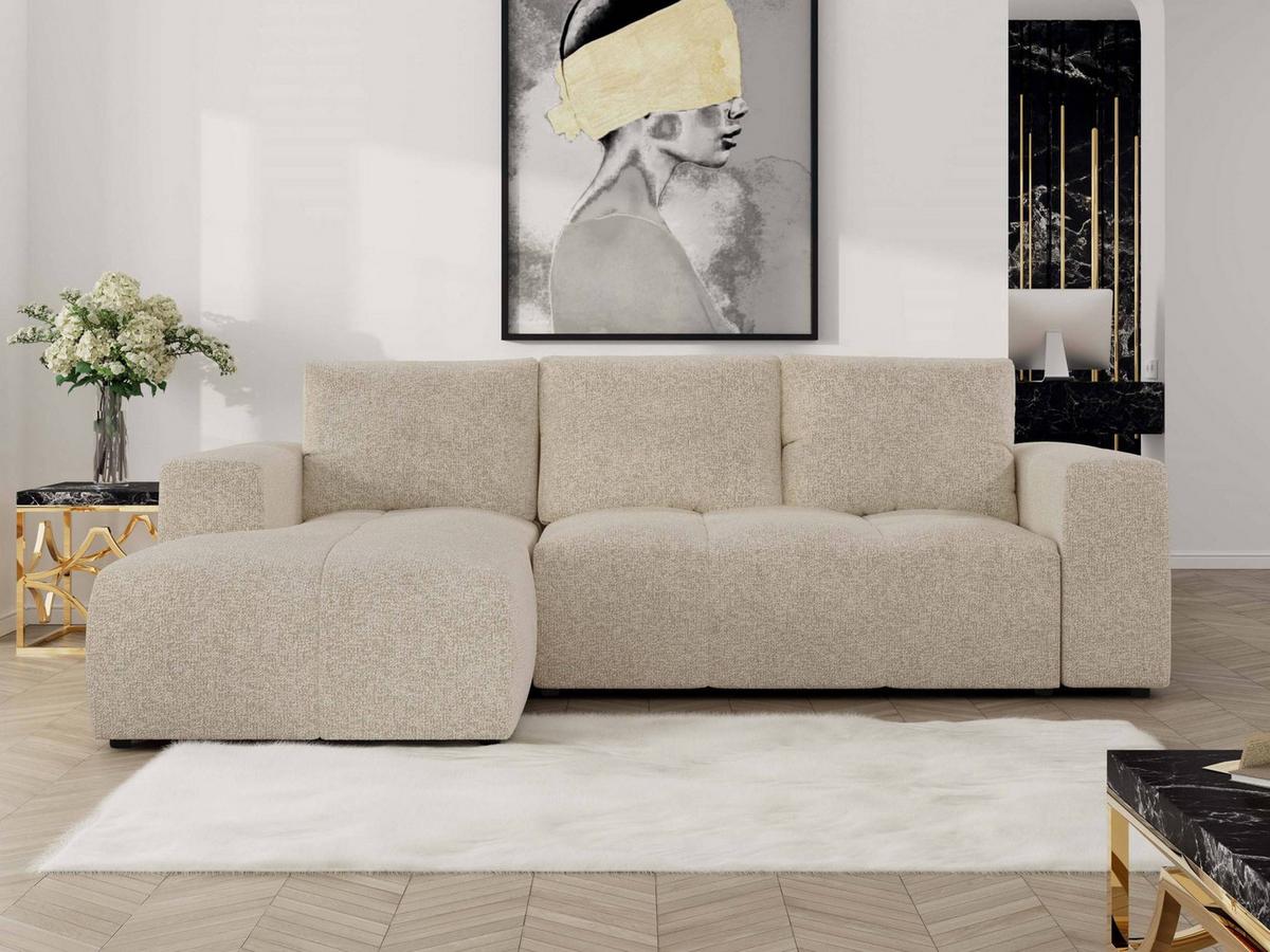 ECKSOFA MONIVA Creme Strukture - Links - Creme/Schwarz, Textil (164/266cm) - MKS