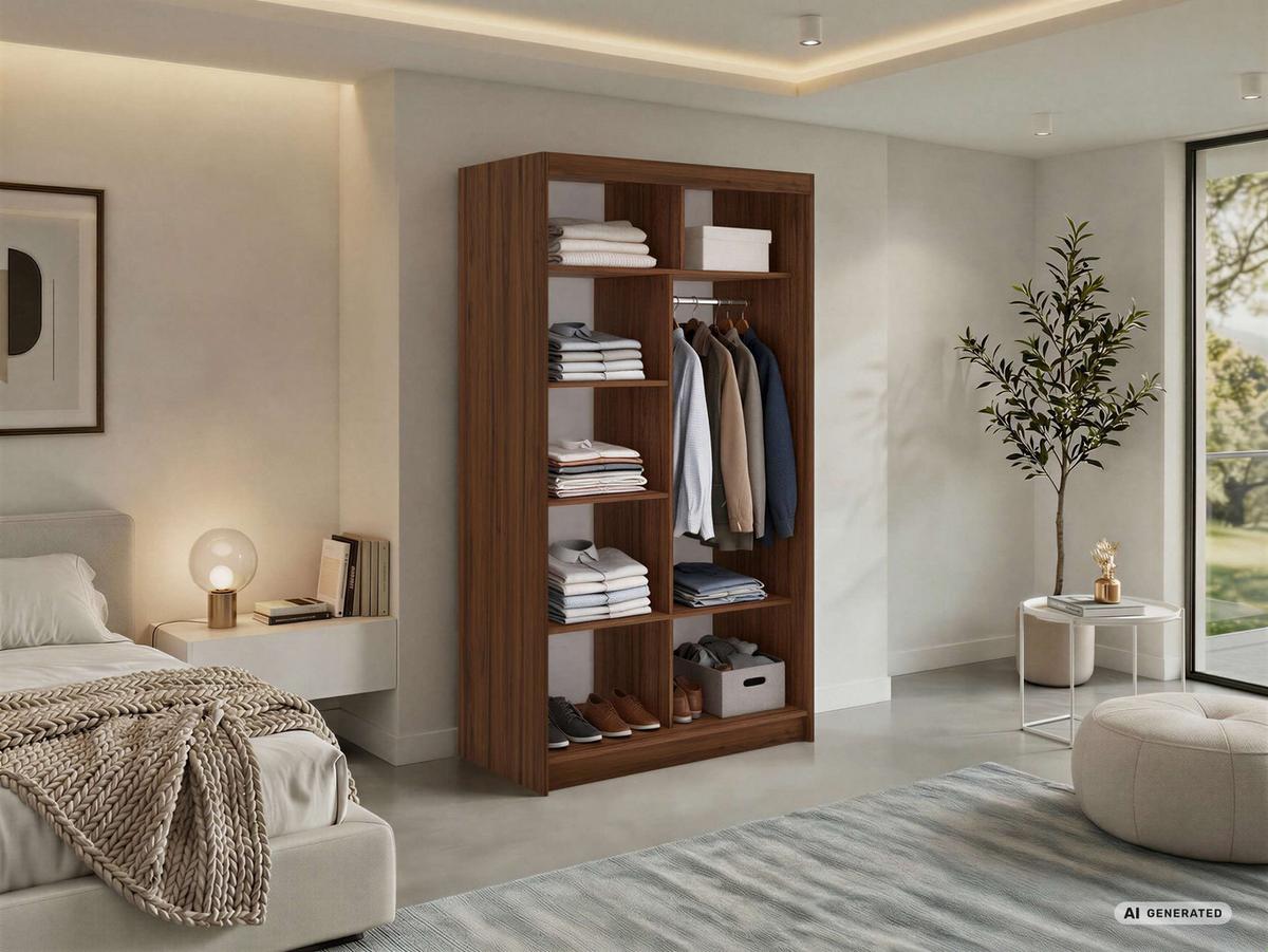 SCHWEBETÜRENSCHRANK 120 - VERONA - Warmia Walnuss mit Spiegel - Walnussfarben/Alufarben, Holzwerkstoff/Metall (120/216/61cm) - MKS