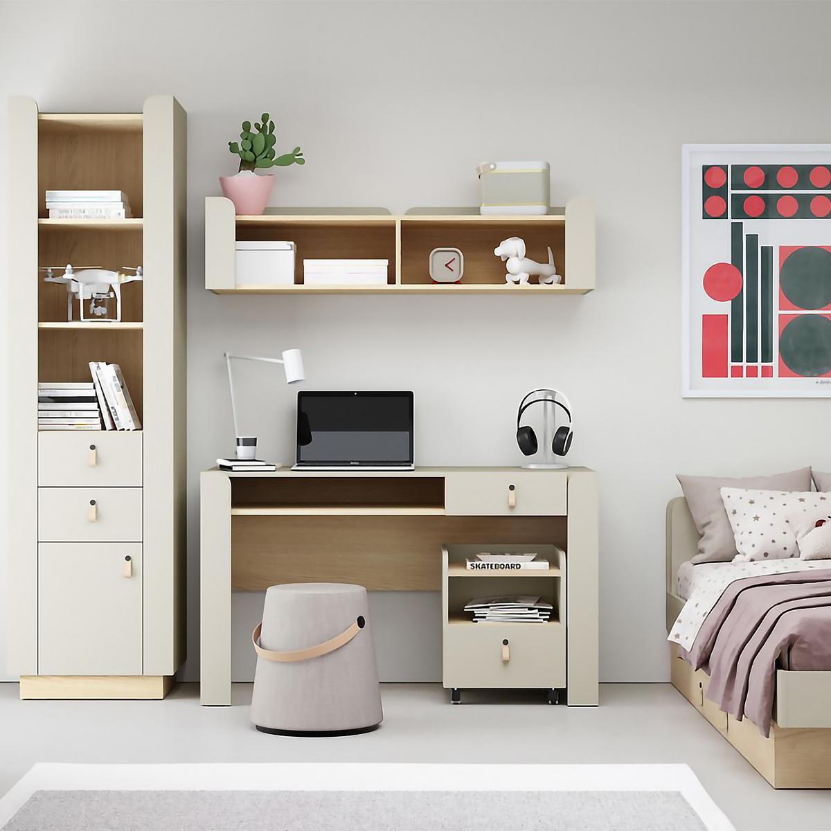 WANDREGAL Sorella mit 2 offenen Regalböden, 180 cm, Macadamia + Eiche Mavelie - Eichefarben/Beige, Holzwerkstoff (180/33/27cm) - Beautysofa