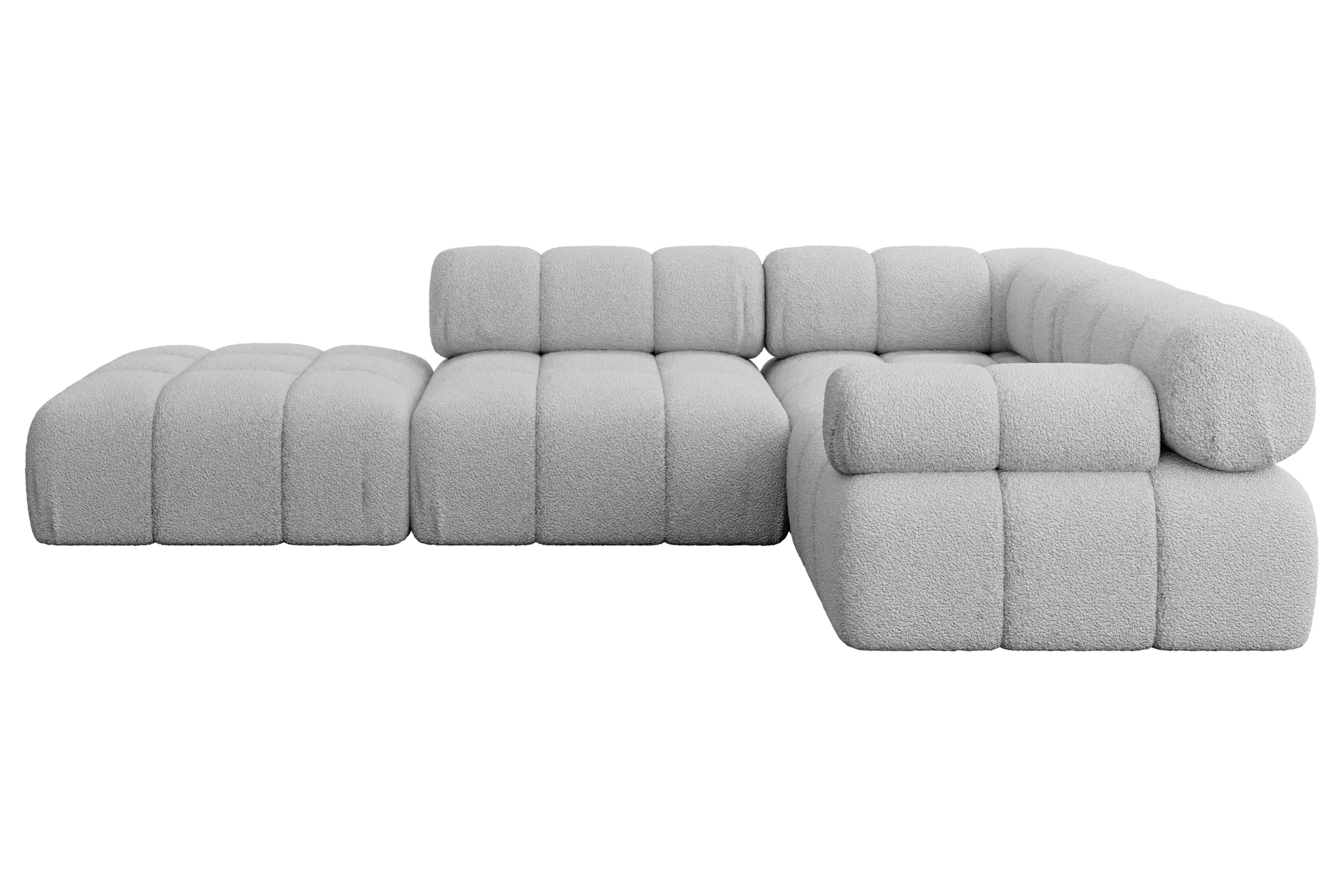 ECKSOFA modulares Sofa Felto-L1 - 285x190x70 cm Hellgrau Bouclé - Hellgrau, Holzwerkstoff/Textil (285/190cm) - ALTDECOR