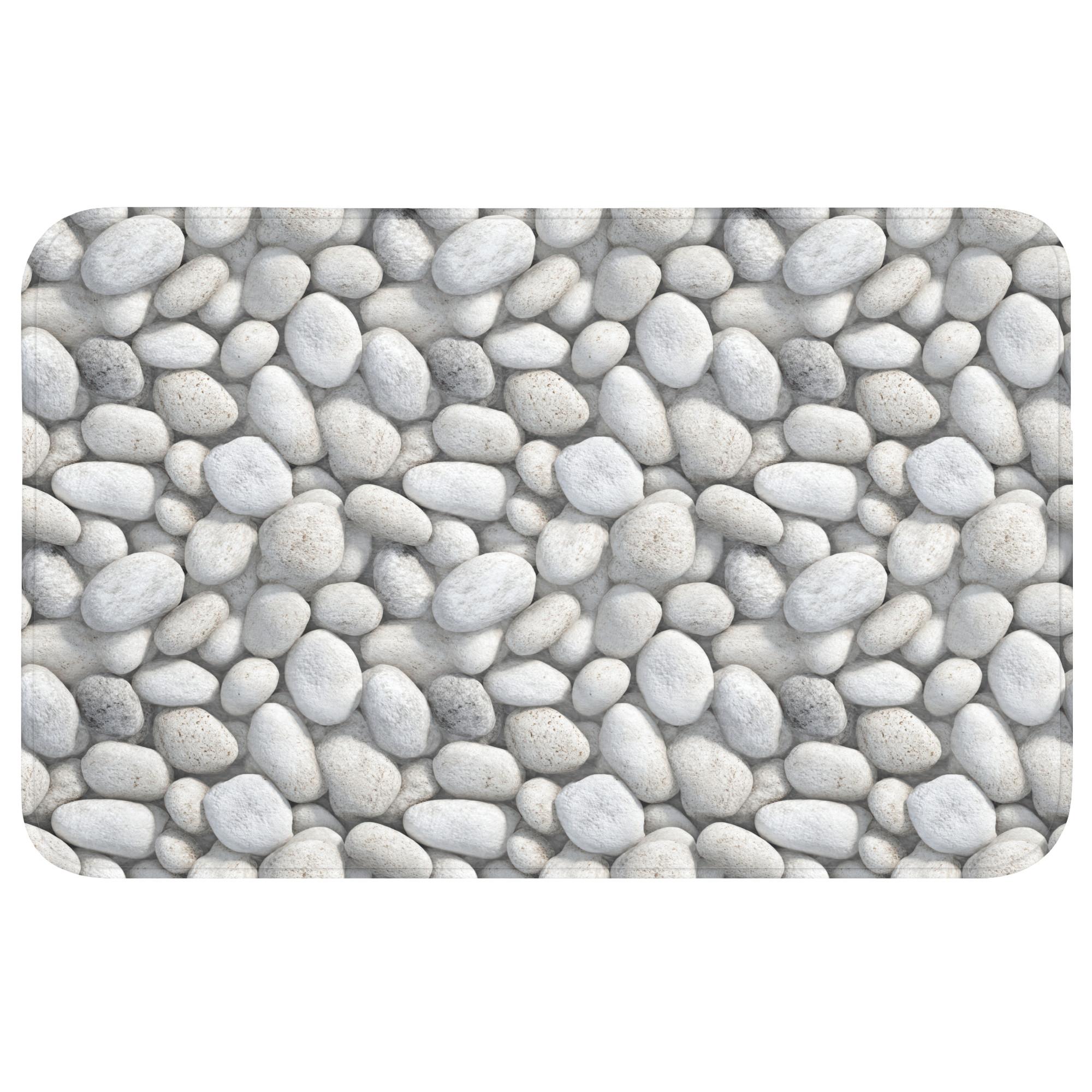 BADEMATTE Steine - Grau - Oval Badvorleger 80x50 cm - Hellgrau, Textil (80/50cm) - OnlyWow