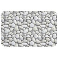 BADEMATTE Steine - Grau - Oval 80x50 cm - Hellgrau, Textil (80/50cm) - OnlyWow