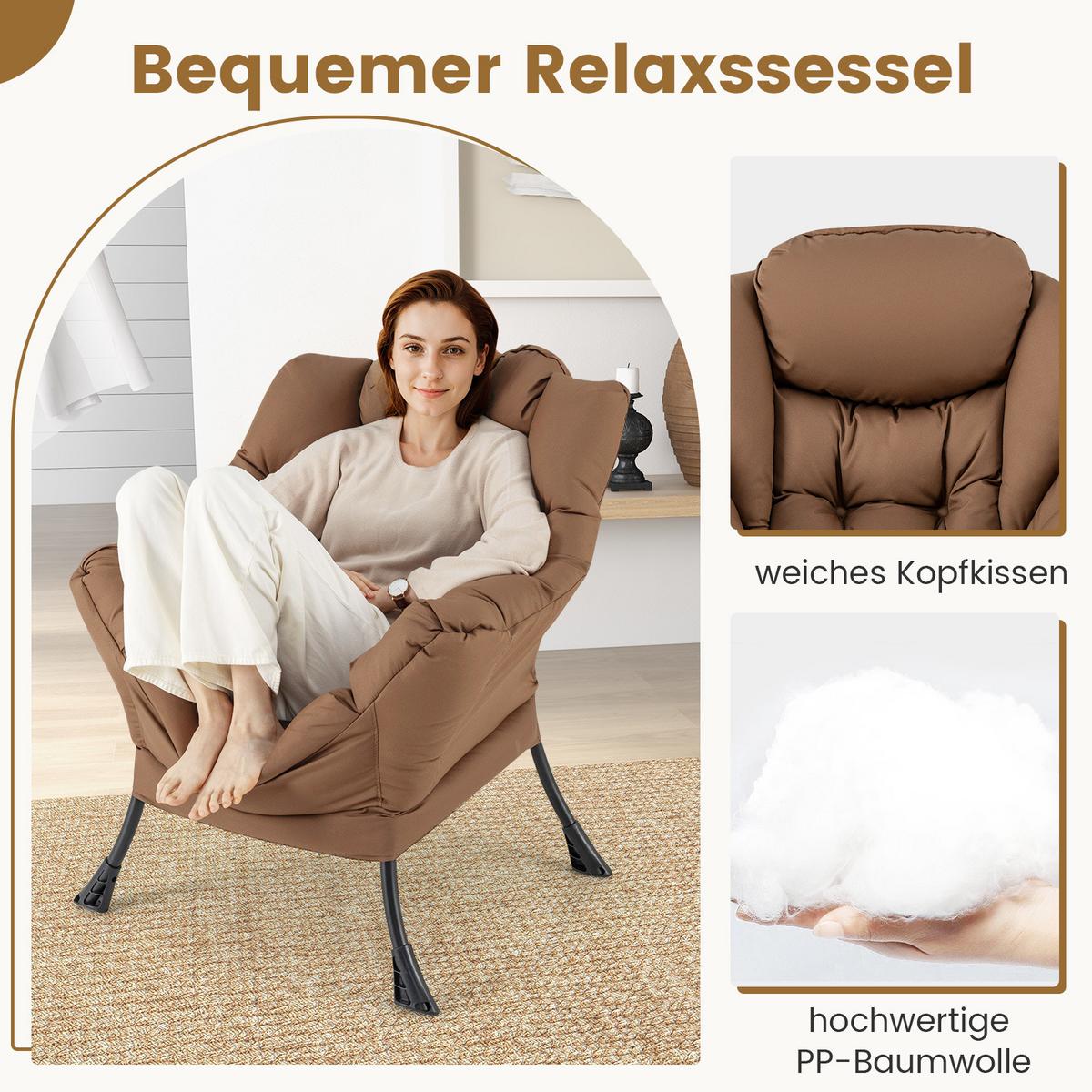SESSEL mit Hocker Braun - Braun, Kunststoff (81/94.5/75cm) - COSTWAY