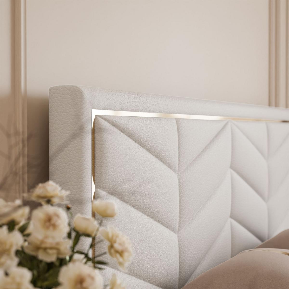 POLSTERBETT AURORA 180x200 mit Bettkasten Madryt 920 - Weiß, Textil (180/200cm) - Lookway