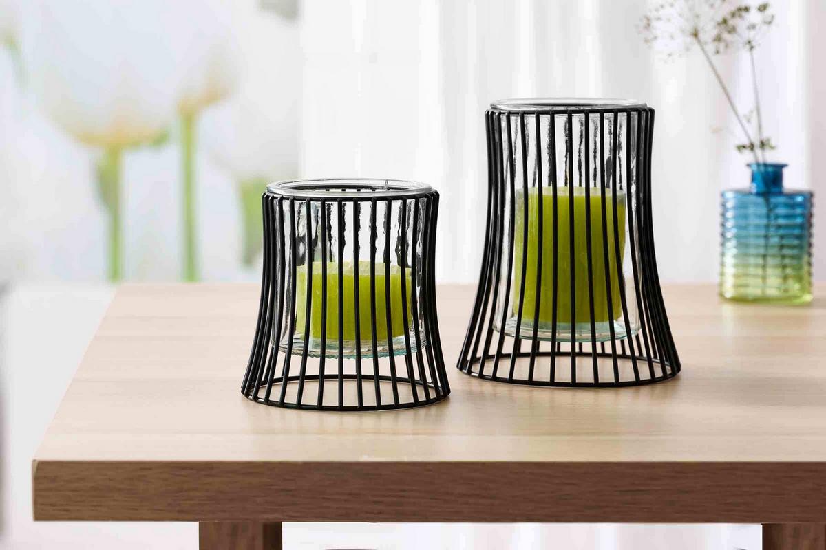 WINDLICHT Nero 12,5 cm - Transparent/Schwarz, Glas/Metall (13/12.5/13cm) - Ritzenhoff Breker