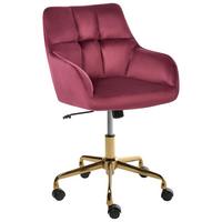 SCHREIBTISCHSTUHL Samtstoff Burgunderrot Palmdale - Dunkelrot, Textil (58/87/61cm) - Beliani