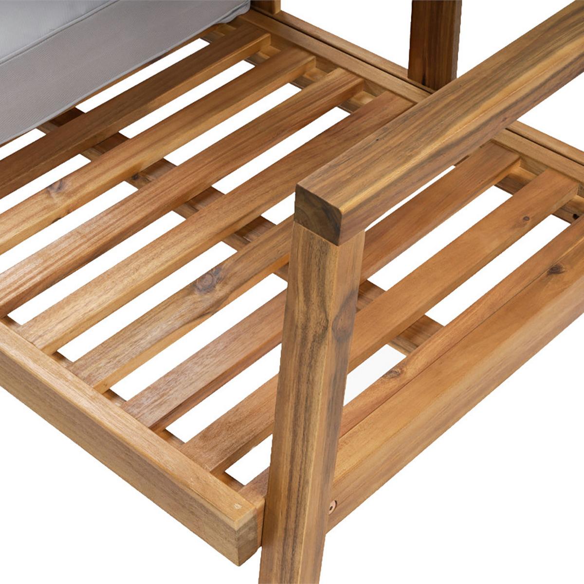 GARTENSET Viken aus Akazienholz, 2-Sitzer Sofa + 2 Sessel + Couchtisch, Hellgrau - Hellgrau, Holz - Beautysofa