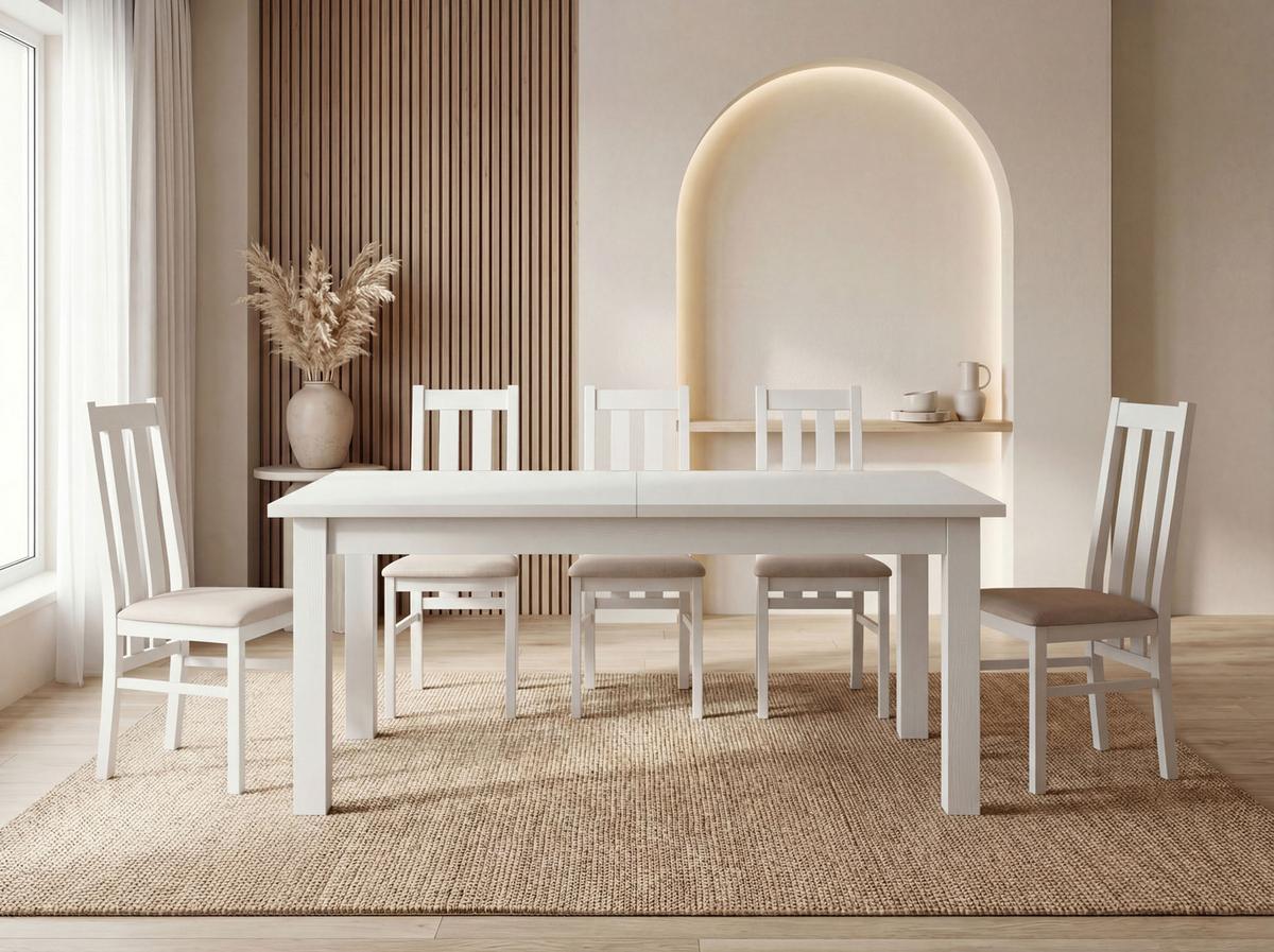 ESSTISCH Lindberg Weiß ausziehbar verlängerbar rechteckig, Weiß 150-190/90/77 cm - Weiß, Holz/Holzwerkstoff (80/190/76.5cm) - WFL GROUP