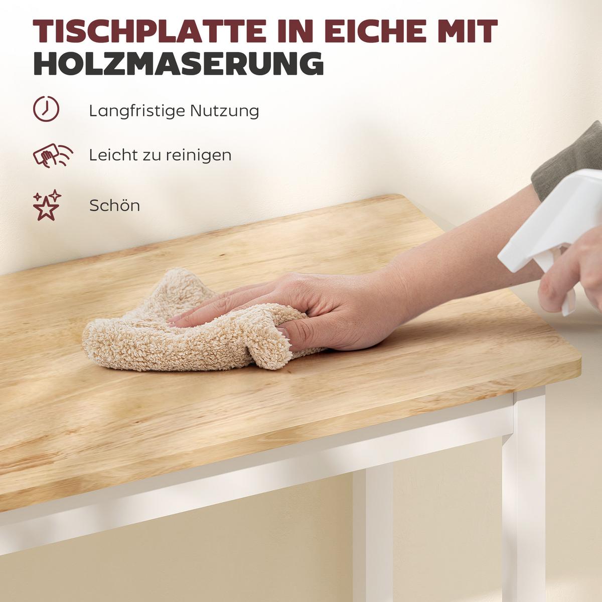 BARTISCH Kautschukholz Eiche - Eichefarben/Weiß, Holz (108/48/91cm) - HOMCOM