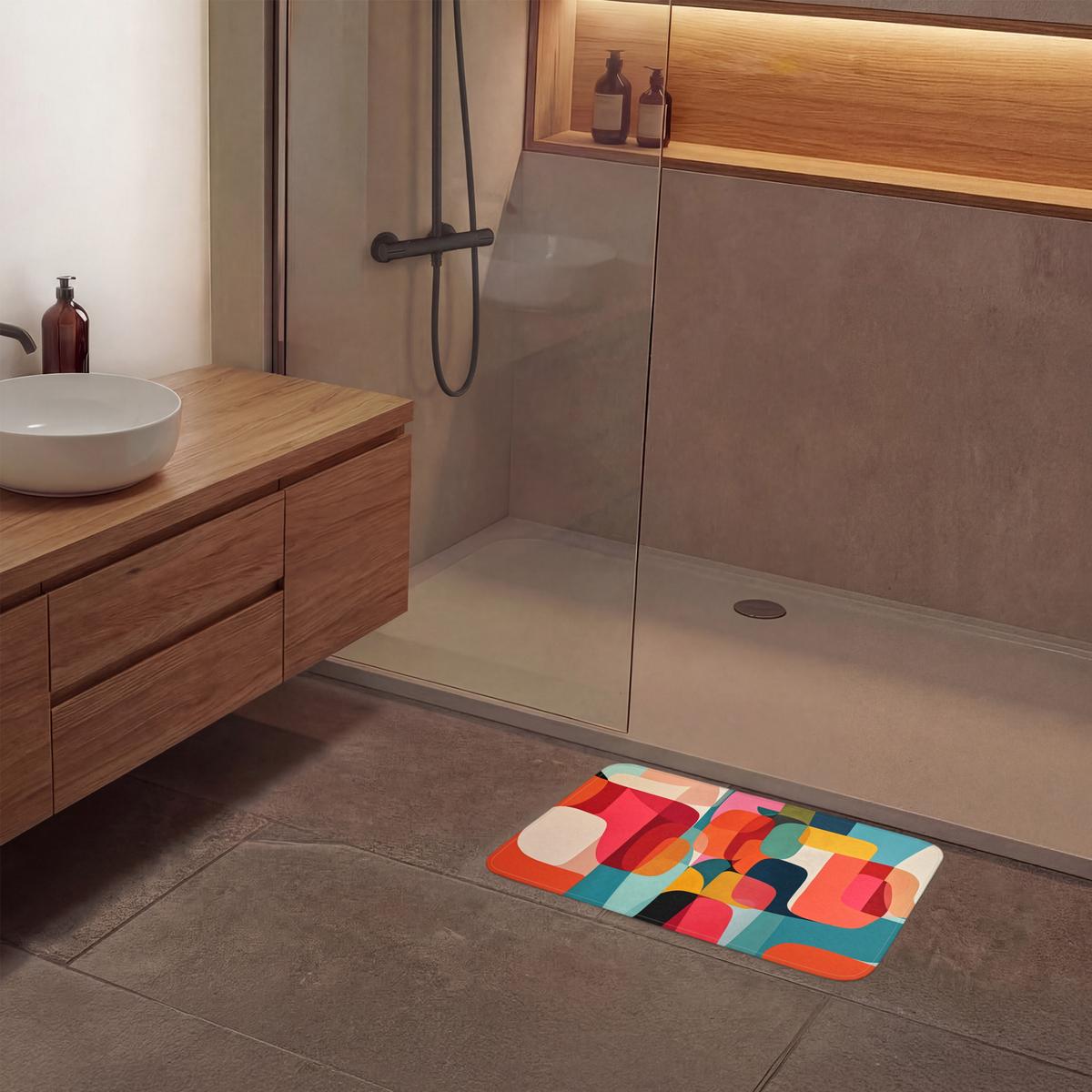 BADEMATTE Formen - Bunt - Abstrakt - Flugzeuge 60x40 cm - Multicolor, Textil (60/40cm) - OnlyWow