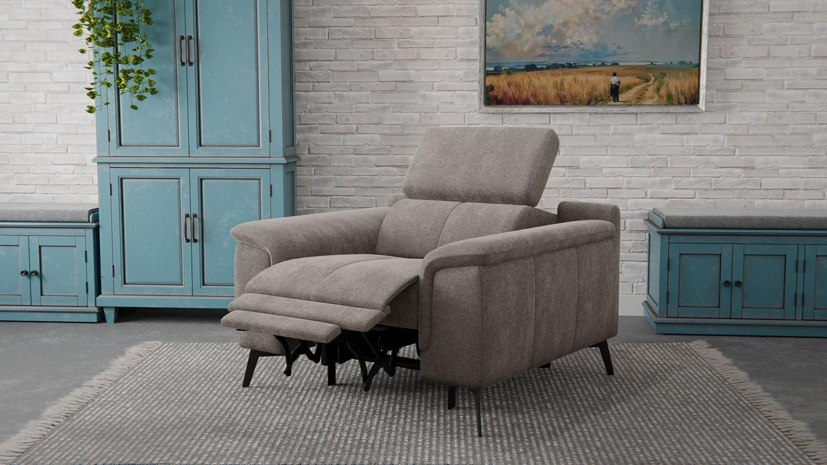 SESSEL FIERO mit Relaxfunktion, taupe - Taupe/Schwarz, Holzwerkstoff/Textil (114/82/103cm) - Wozimo