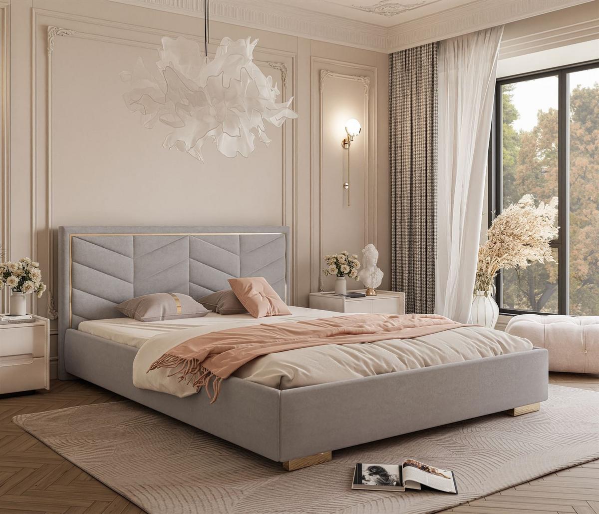 POLSTERBETT AURORA 120x200 mit Bettkasten Boston Light Grey - Grau, Textil (120/200cm) - Lookway