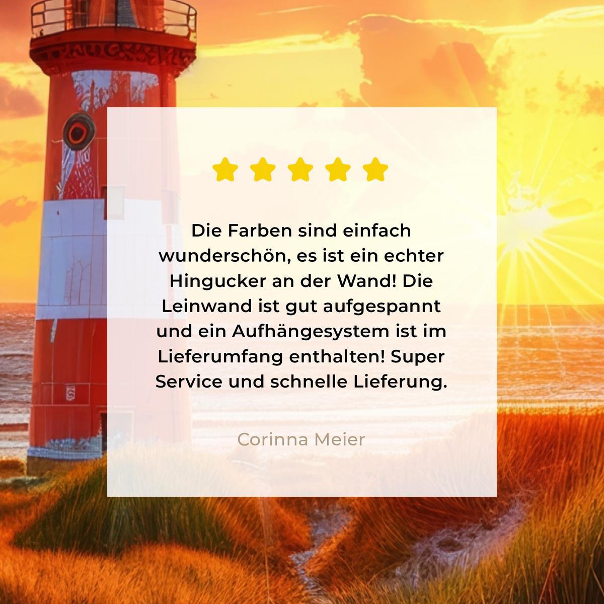 LEINWANDBILD Aussicht - Fenster - Leuchtturm - Sonnenuntergang - Strand Room Decor 30x40 cm - Dunkelorange, Textil (30/40cm) - MuchoWow
