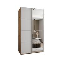 SCHWEBETÜRENSCHRANK 245,5/130/64 2-türig - Silberfarben/Weiß, Holz/Metall (130/245/64cm) - Abiks Möbel