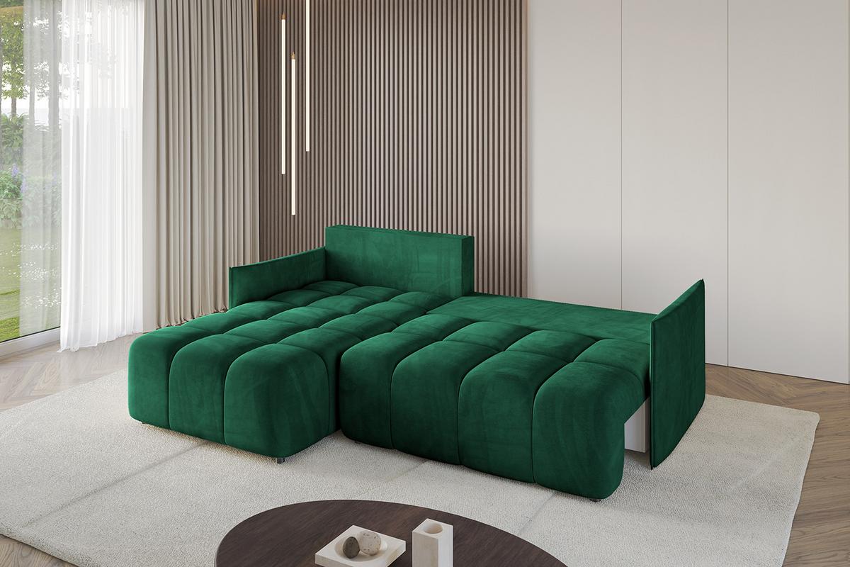 ECKSOFA Ottomane links LONLI-L 251x189x68 Dunkelgrün Velours - Dunkelgrün, Holzwerkstoff/Kunststoff (251/189cm) - ALTDECOR