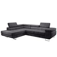 ECKSOFA L Form Kanya Hellgrau 275/202/90 cm – Sofa mit Bettfunktion & Stauraum L - Silberfarben/Grau, Textil/Metall (202/275cm) - AX Living