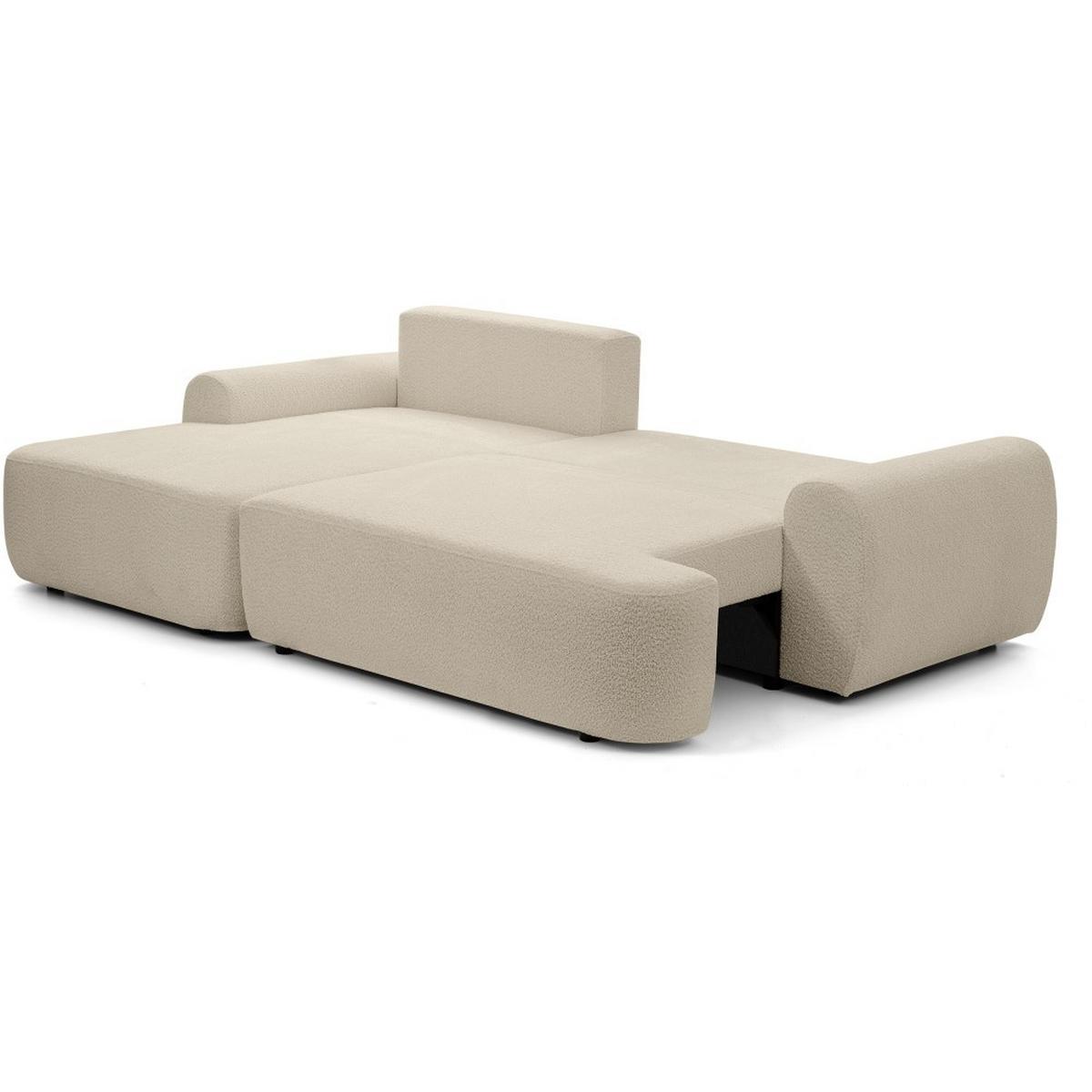 ECKSCHLAFSOFA Oliver im Bouclé-Gewebe, Beige, links - Beige/Schwarz, Textil (266/160cm) - Beautysofa