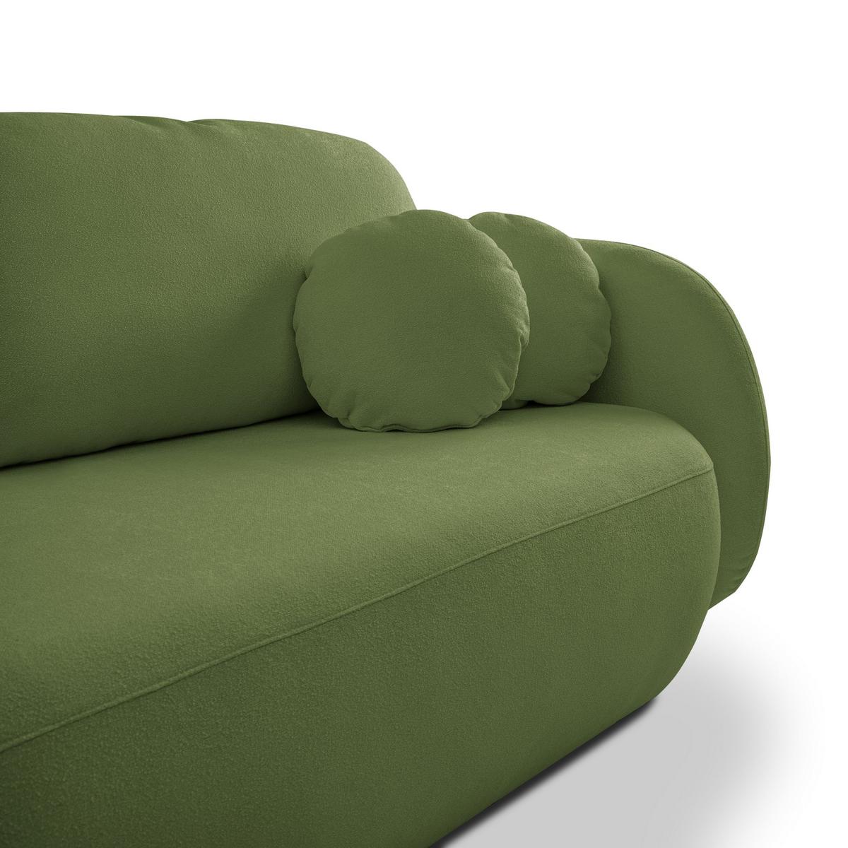 BETTSOFA AMICO Grün Bucle-Stoff mit Schlaffunktion - Grün, Holz (238/86.5/101cm) - MASSENO