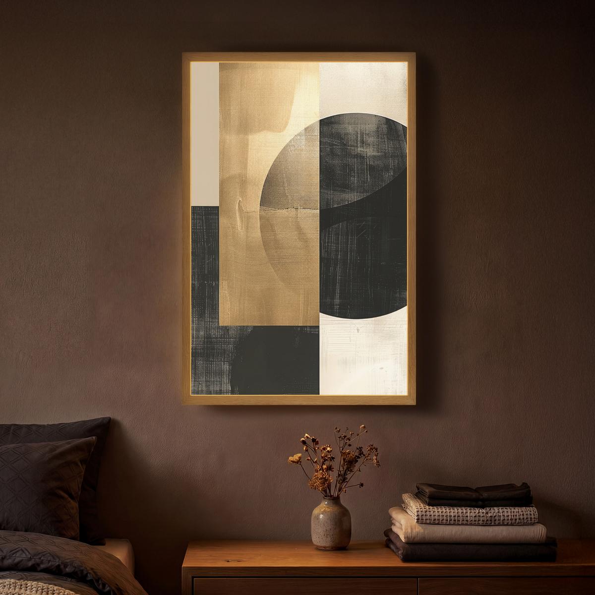 WANDLEUCHTE MIT AKKU Abstrakt - Modern - Schwarz - Gold 40x60 cm - Sandfarben, Holzwerkstoff (40/60/8cm) - OnlyWow
