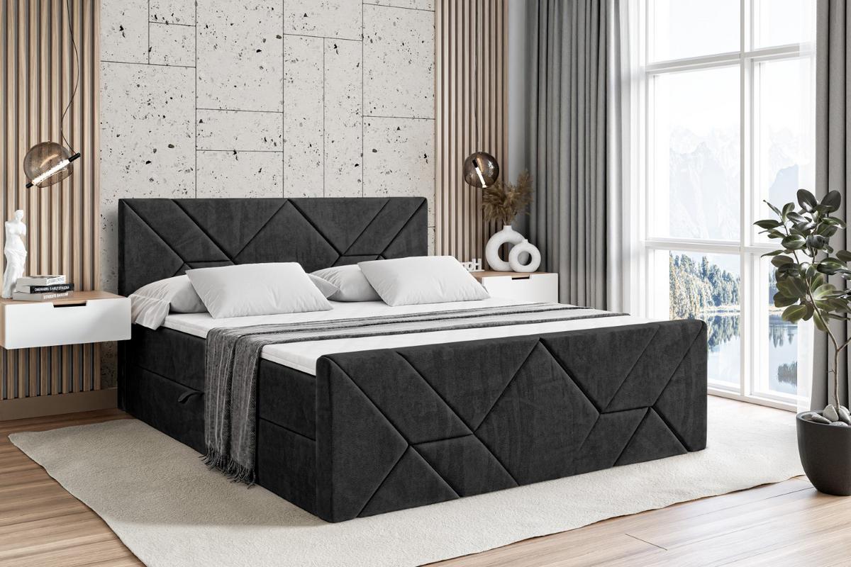 BOXBETT BARWA-Z - 140x200 cm - H3 - Schwarz - Schwarz, Holzwerkstoff (140/200cm) - ALTDECOR