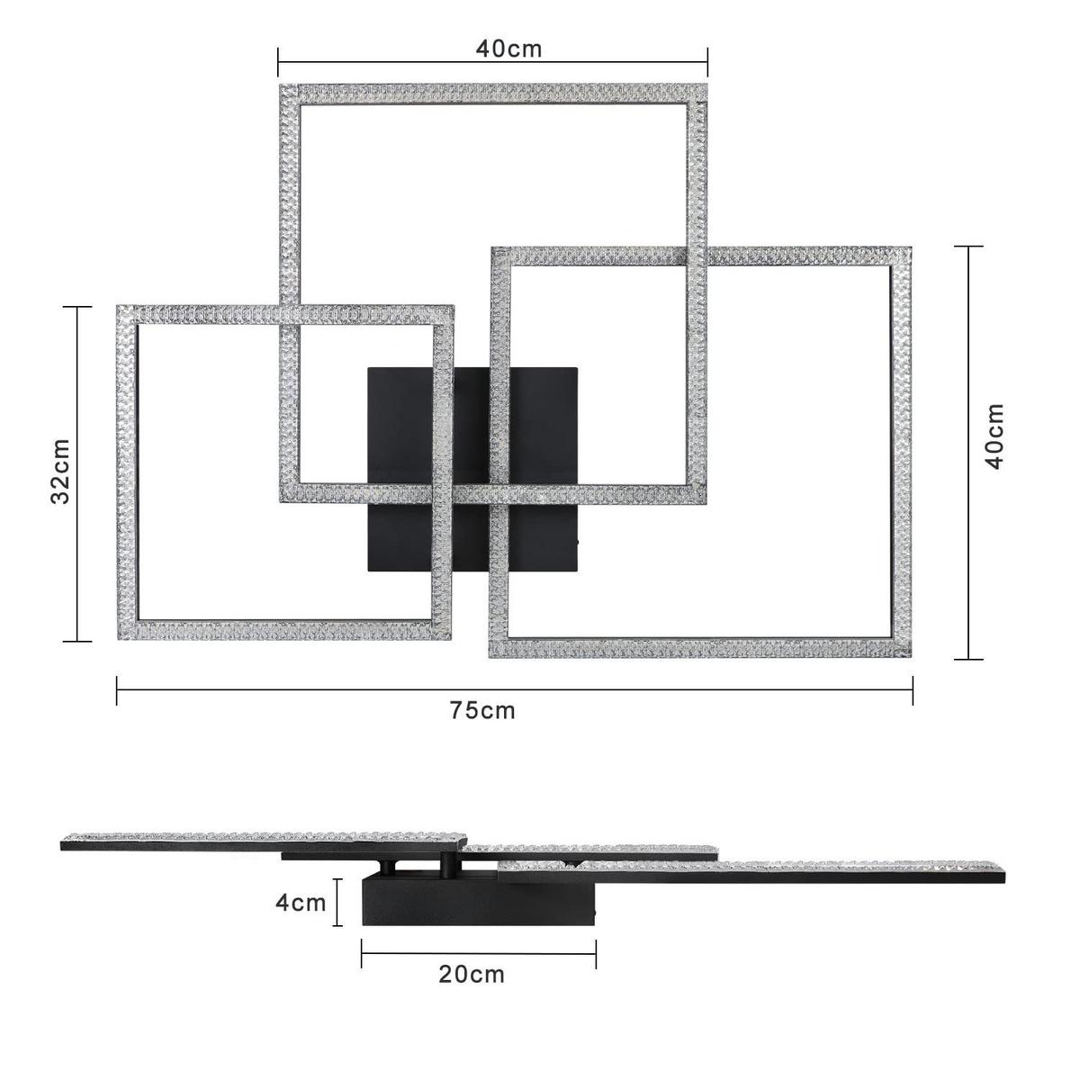 LED-DECKENLEUCHTE Lohnzahn 60.0/8.0/60 cm - Schwarz, Metall (60/60/8cm) - ZMH