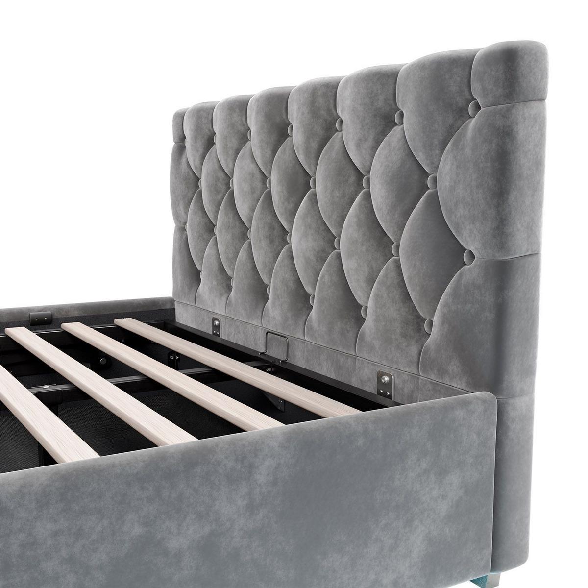 POLSTERBETT Nizza Dunkelgrau 120x200 cm mit Matratze - Dunkelgrau, Holz (120/200cm) - Juskys