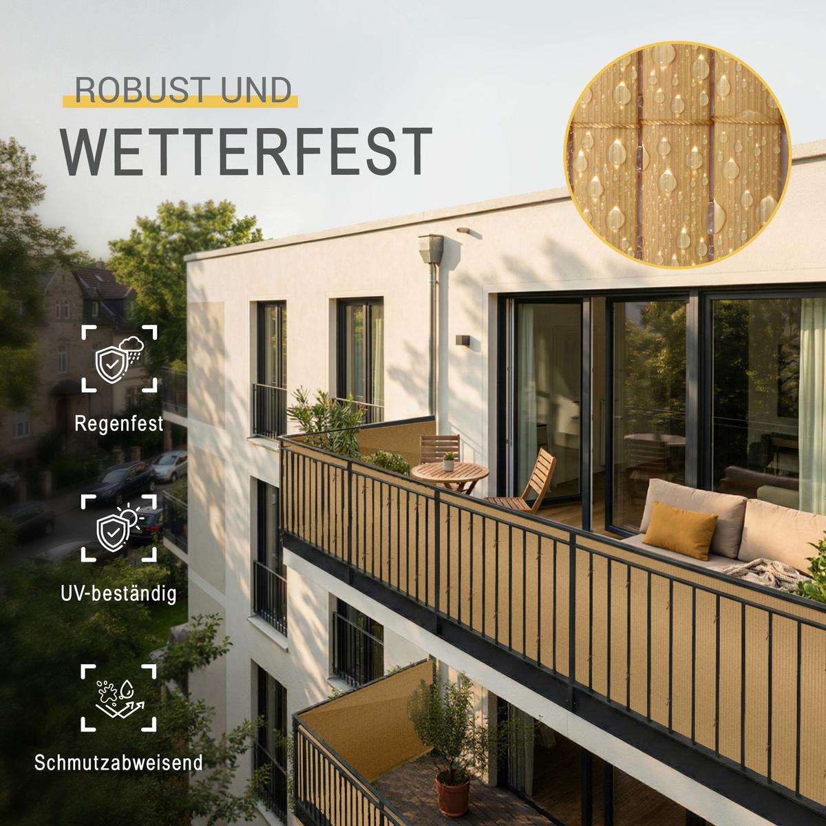 SICHTSCHUTZZAUN SolVision P12 100x300cm PVC Bambus - Naturfarben, Kunststoff (300cm) - Sol Royal