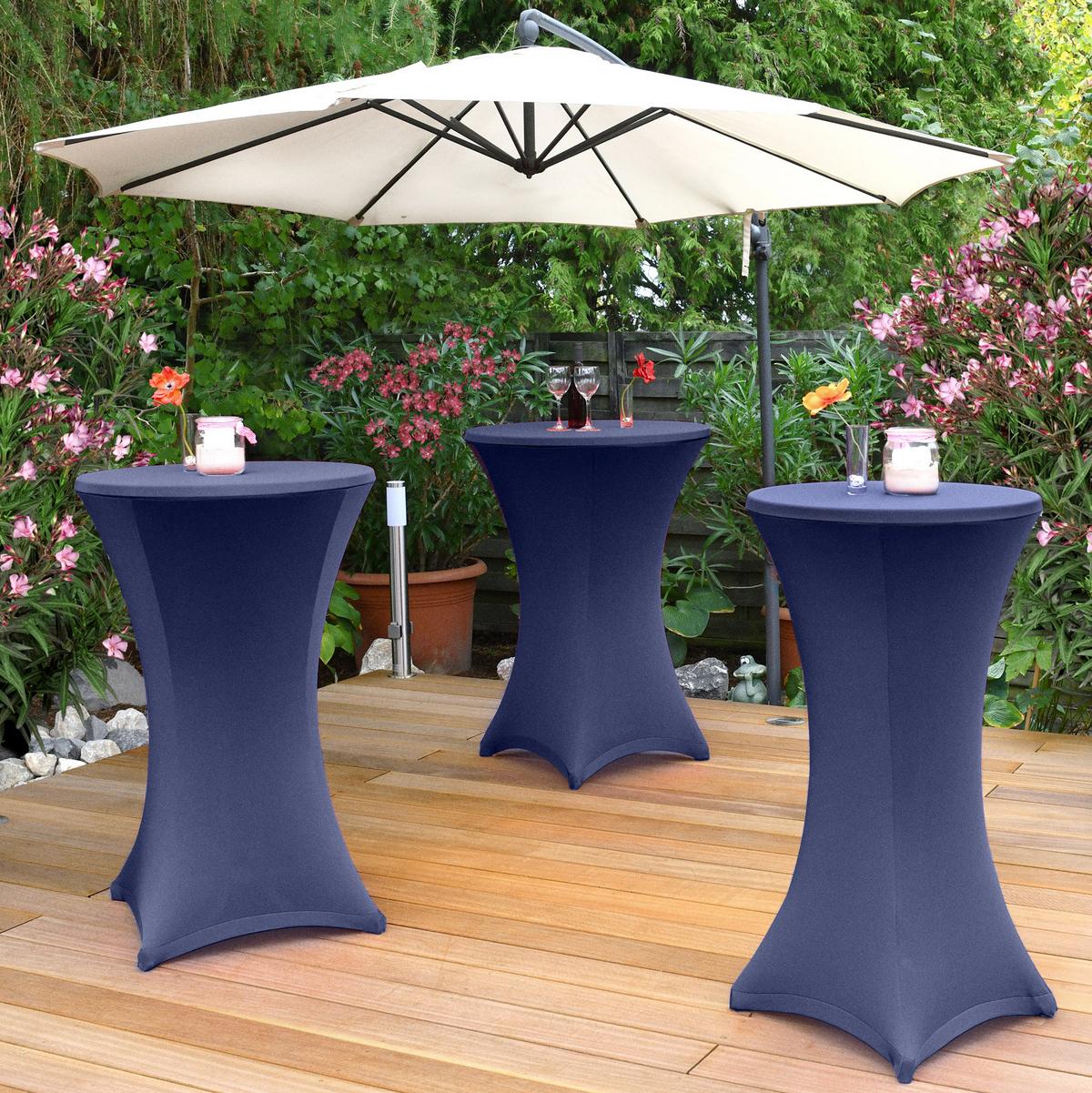 STEHTISCHHUSSE Stella Ø 70cm Blau (5tlg) - Blau, Textil (70/70cm) - Beautissu 