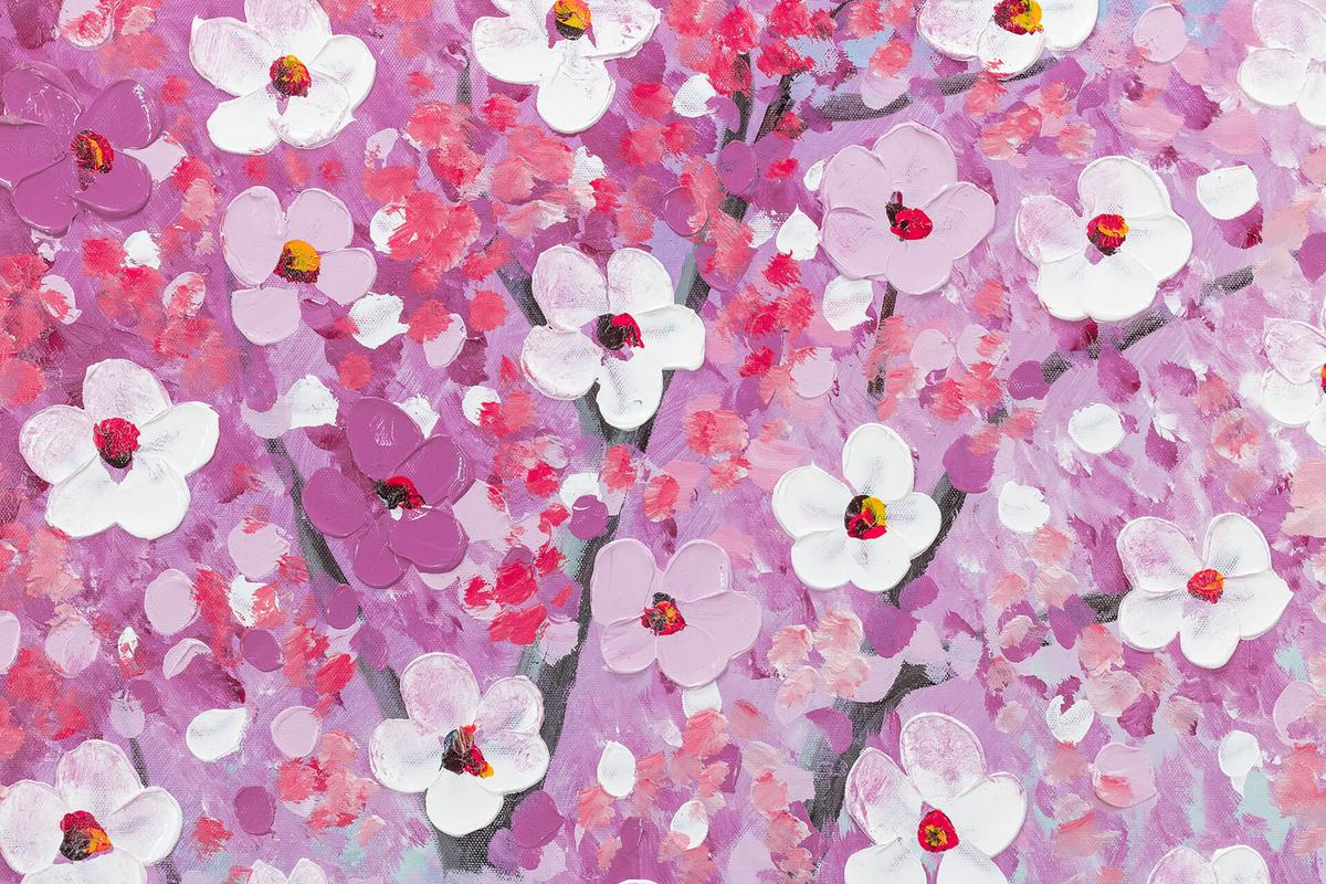 ACRYLBILD HANDGEMALT 60/90 cm - Blau/Pink, Holz/Textil (60/90cm) - KUNSTLOFT
