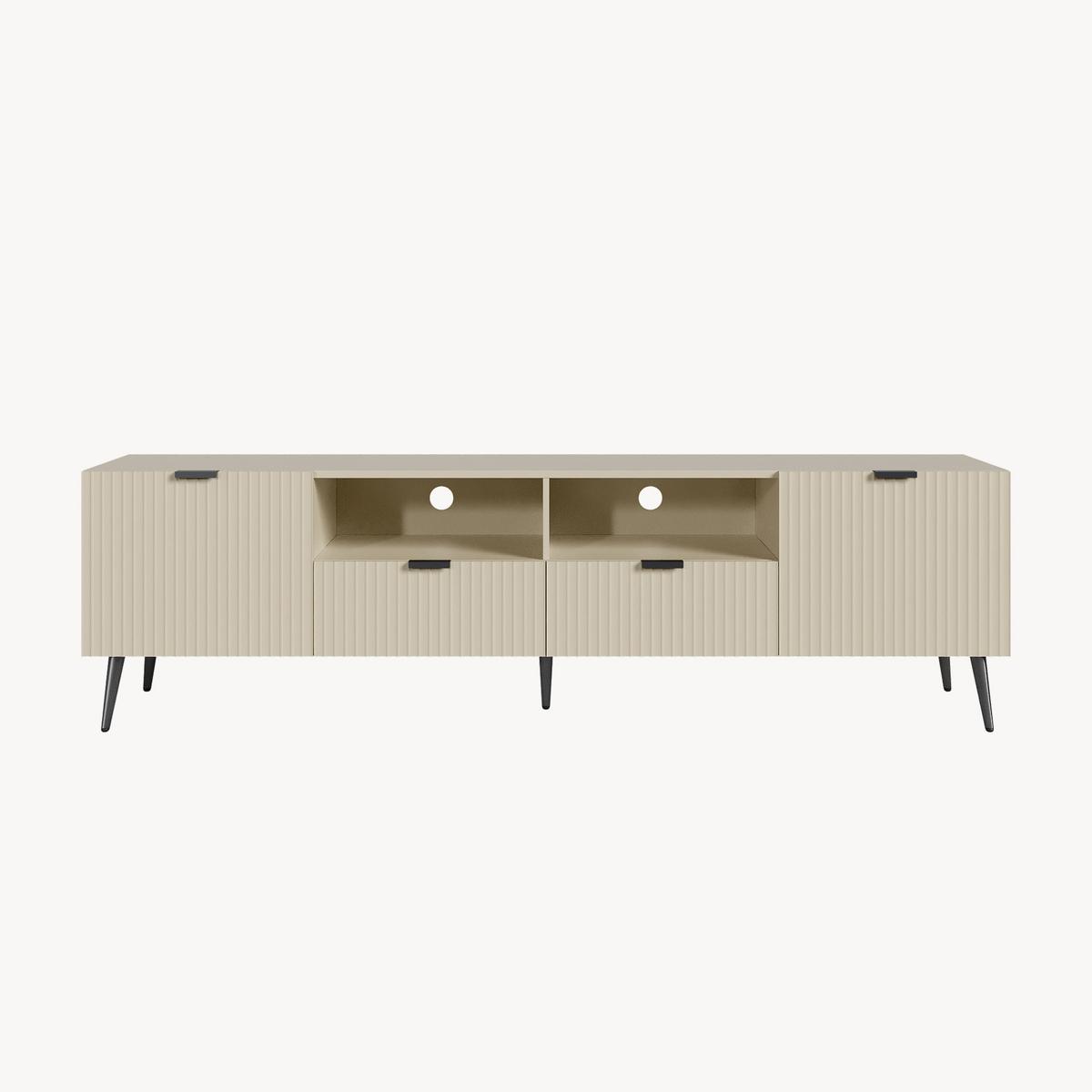 FERNSEHSCHRANK Nand - Sandfarben, Holzwerkstoff/Metall (40/51/180cm) - [en.casa]