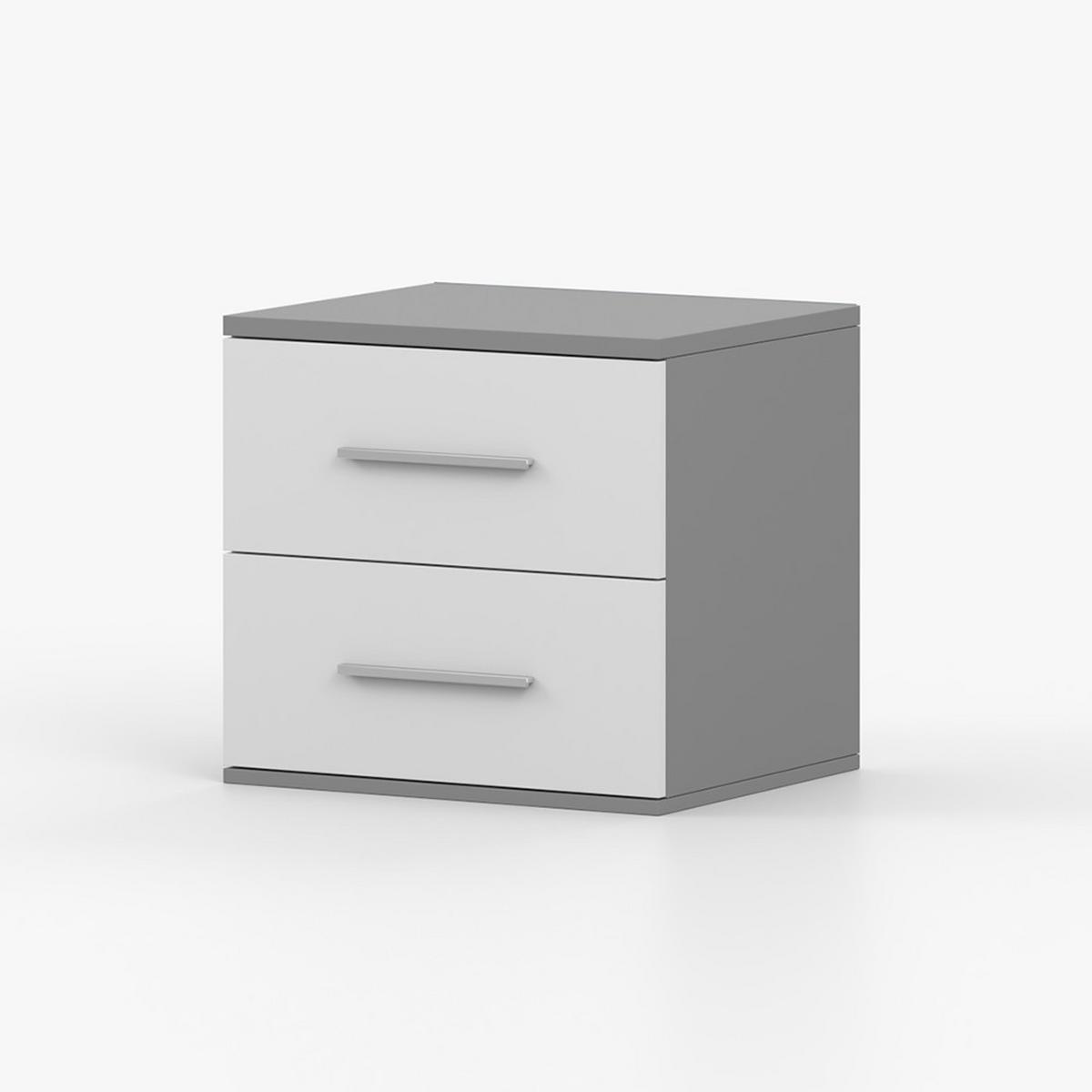 NACHTTISCH OMEGA II 22, 55/51/44, 2 Schubladen, grau - Grau, Holzwerkstoff (55/44/51cm) - imoebel24
