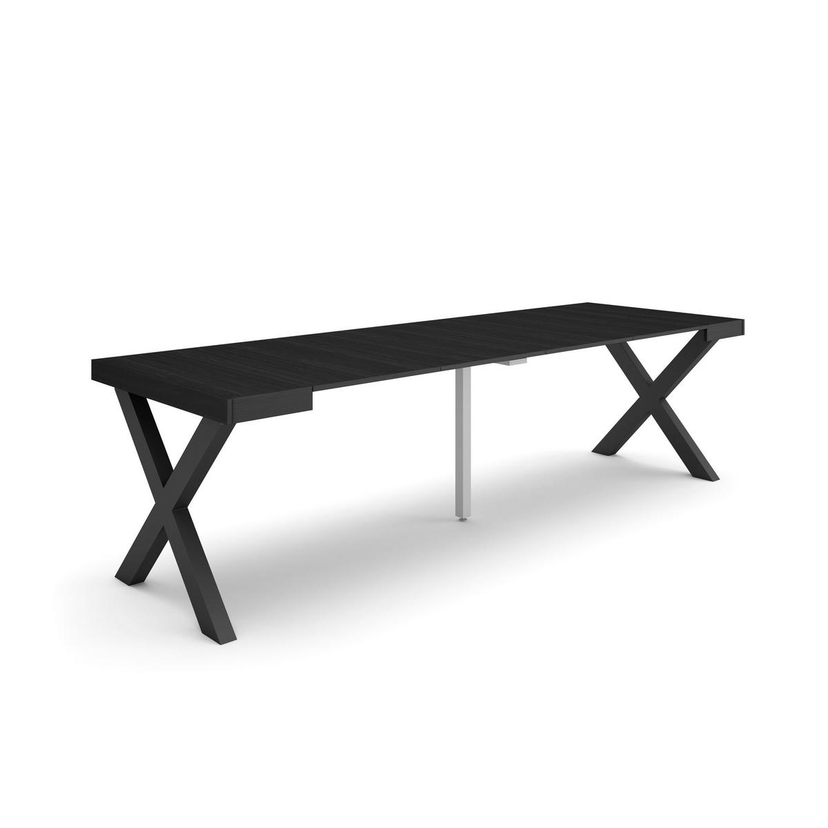 ESSTISCH ausziehbar 58 bis 262cm, für 12 Gäste, schwarz, 58/90/73cm - Schwarz, Holzwerkstoff (90/262/73cm) - Skraut Home
