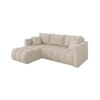 ECKSOFA mit Schlaffunktion Ottomane Links GARD-L 226x146x85 Beige Cord - Beige/Schwarz, Holzwerkstoff/Kunststoff (226/146cm) - ALTDECOR