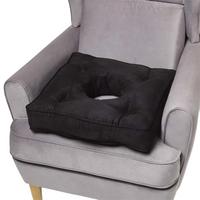 SITZKISSEN mit Aussparung schwarz 50/50/10 cm – Entlastungskissen, Velours - Schwarz, Textil (50/50/10cm) - Homescapes
