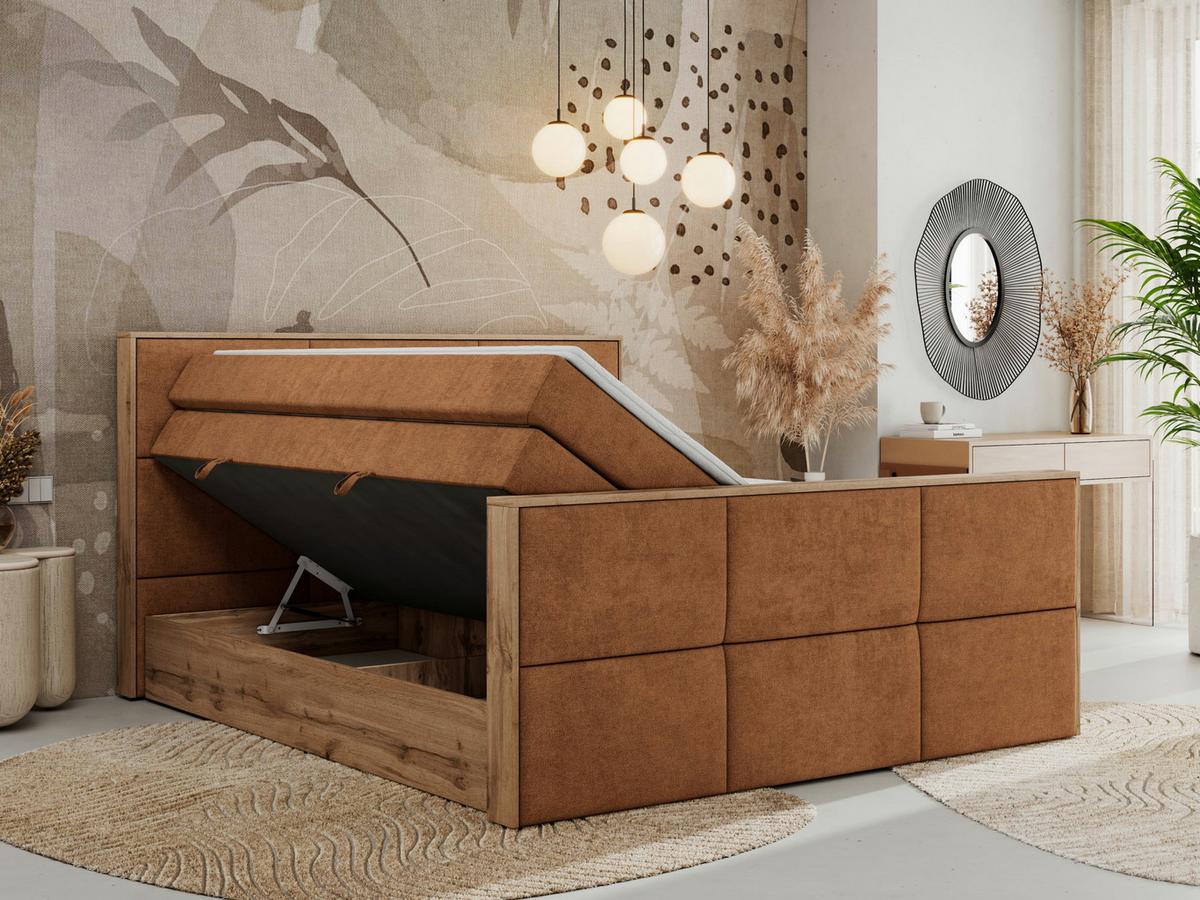 BOXSPRINGBETT ALBERO 2 KING DUO 180/200 Orange Strukture - H3 - Orange, Holz/Textil (180/200cm) - MKS