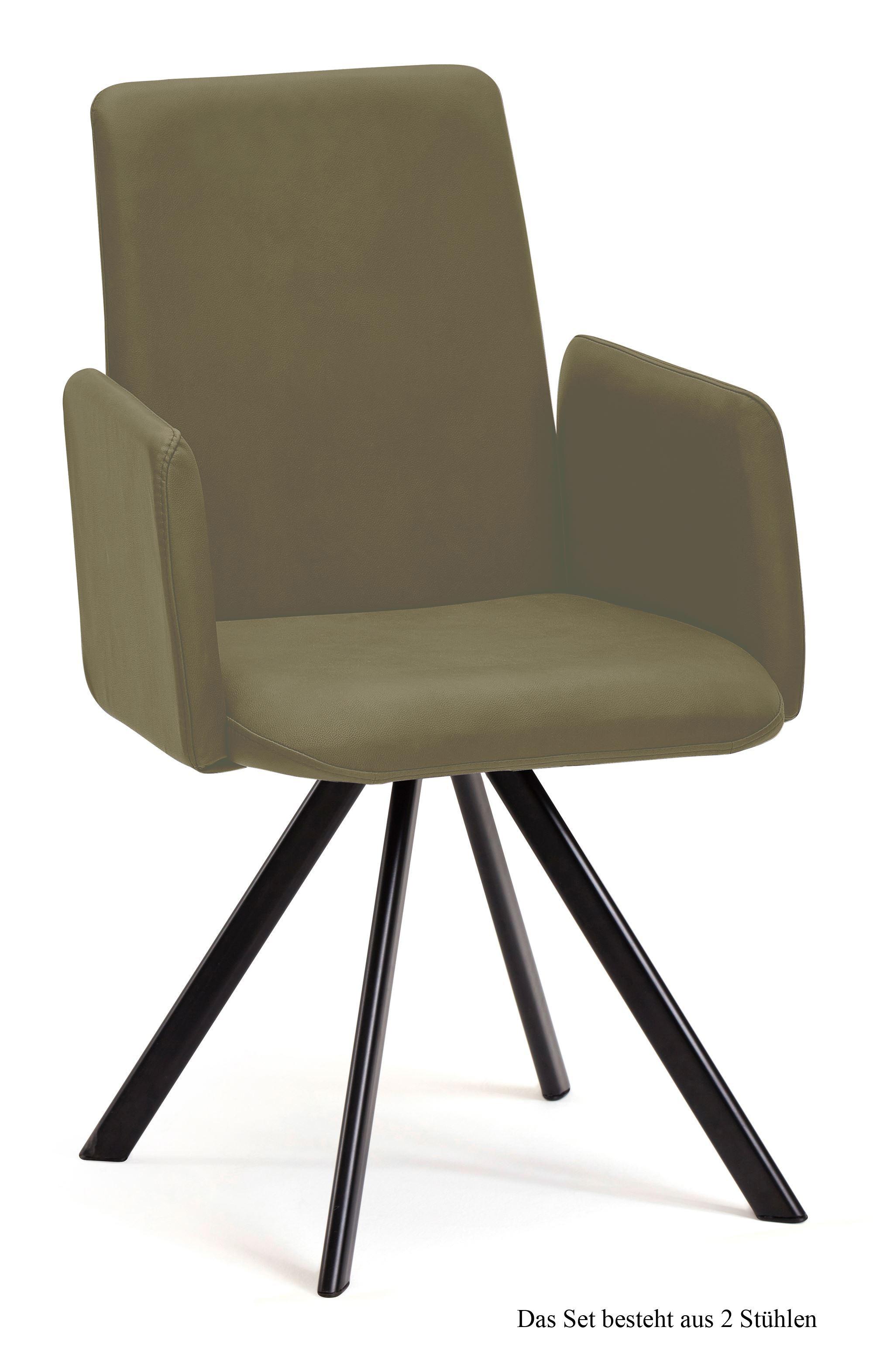 ARMLEHNSTUHL (2er-Set) Daune 52x92x60 Schwarz/Olivgrün - Schwarz/Olivgrün, Kunststoff (60/92/52cm) - 58aufmkessel