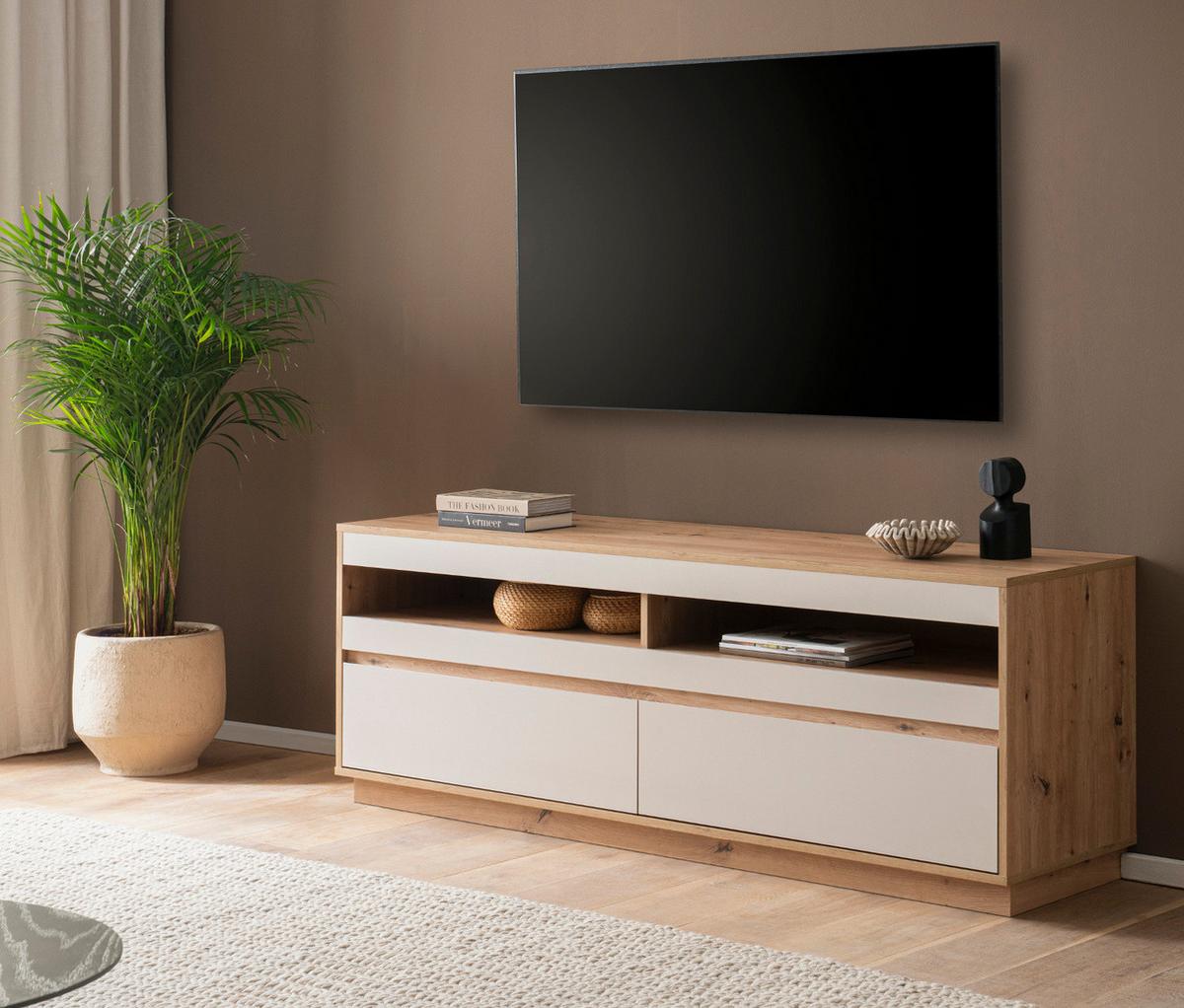 TV-LOWBOARD Kaschmir, Eiche Artisan 162 cm, TV Unterteil mit Schubkästen - Kaschmir/Eiche Artisan, Holzwerkstoff/Metall (162/60/45cm) - Furn.Design