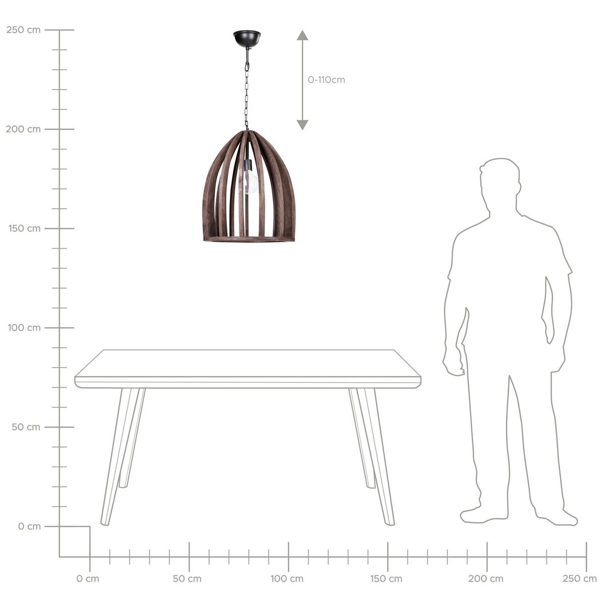 HÄNGELEUCHTE Manair 45/45/165 cm - Dunkelbraun, Holz (45/45/165cm) - Beliani