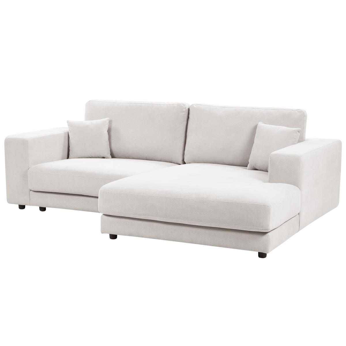 3-SITZER-ECKSOFA cremeweiß rechtsseitig Lofoten - Schwarz/Weiß, Textil (250/190cm) - Beliani