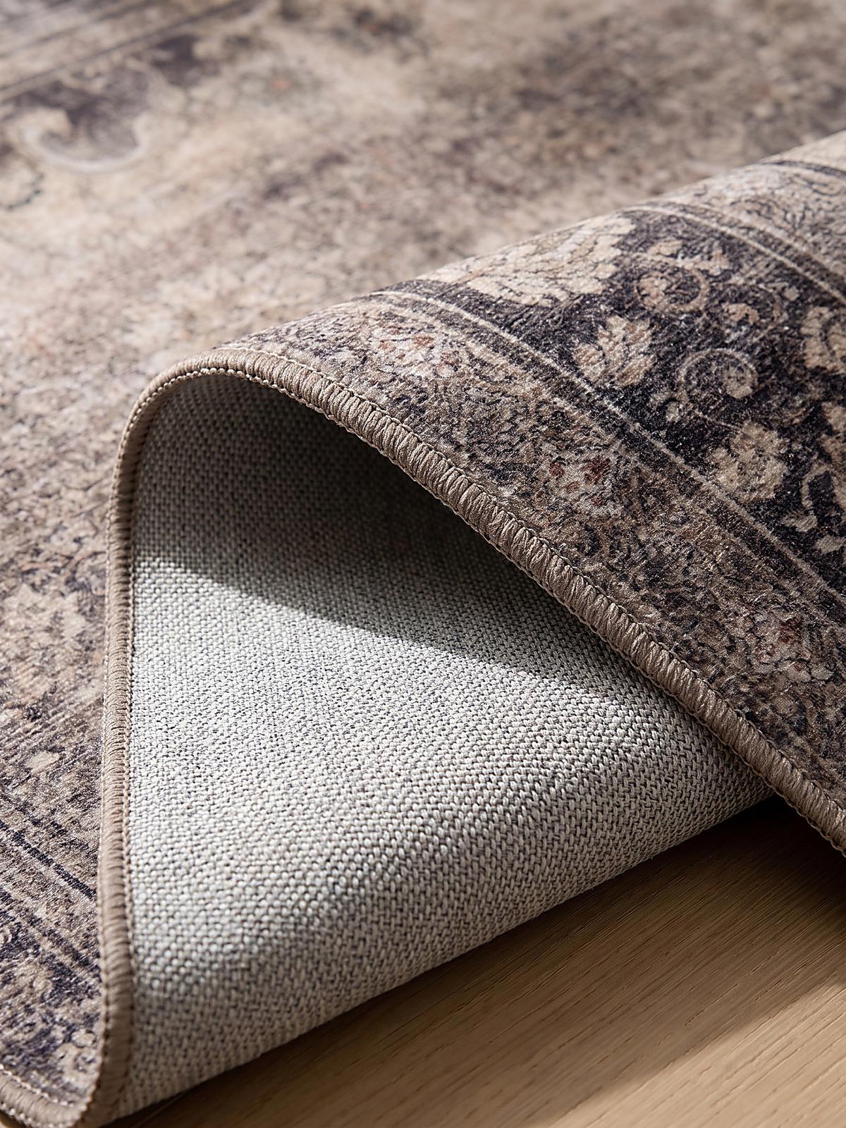 LÄUFER waschbar, mit floralen Ornamenten, VERNANTE in Braun-Grau, 80 x 250 cm - Braun, Textil (80/250cm) - KADIMA DESIGN