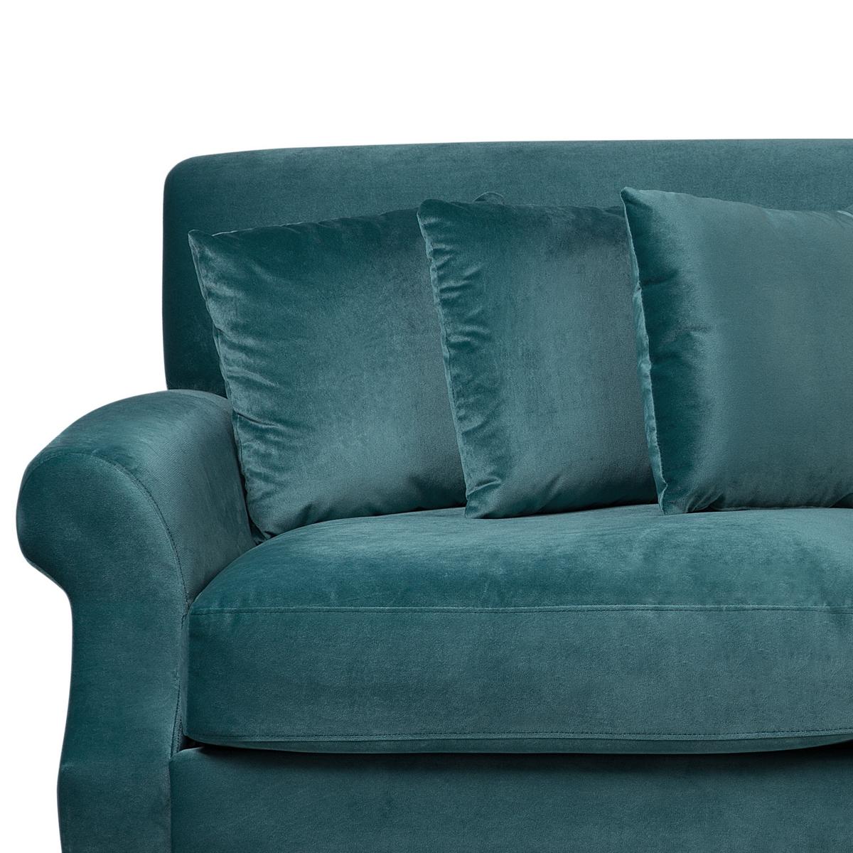 3-SITZER-SOFA Samtstoff Blaugrün Eike - Hellgrün, Textil (186/82/102cm) - Beliani