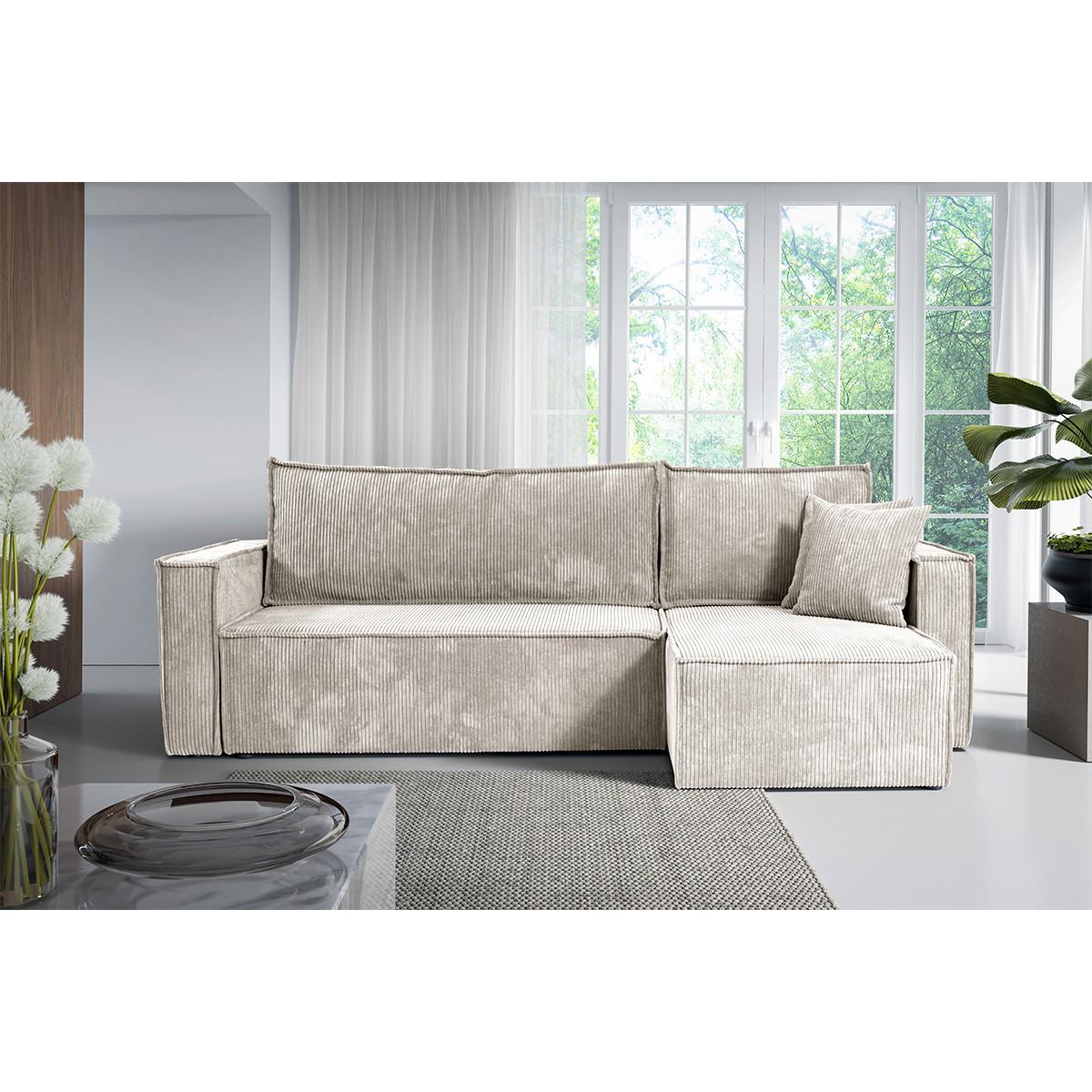ECKSOFA Ezekiel 3 Sitzplätze Gebrochenes Weiß - Weiß, Holz (236/145cm) - Petits-meubles