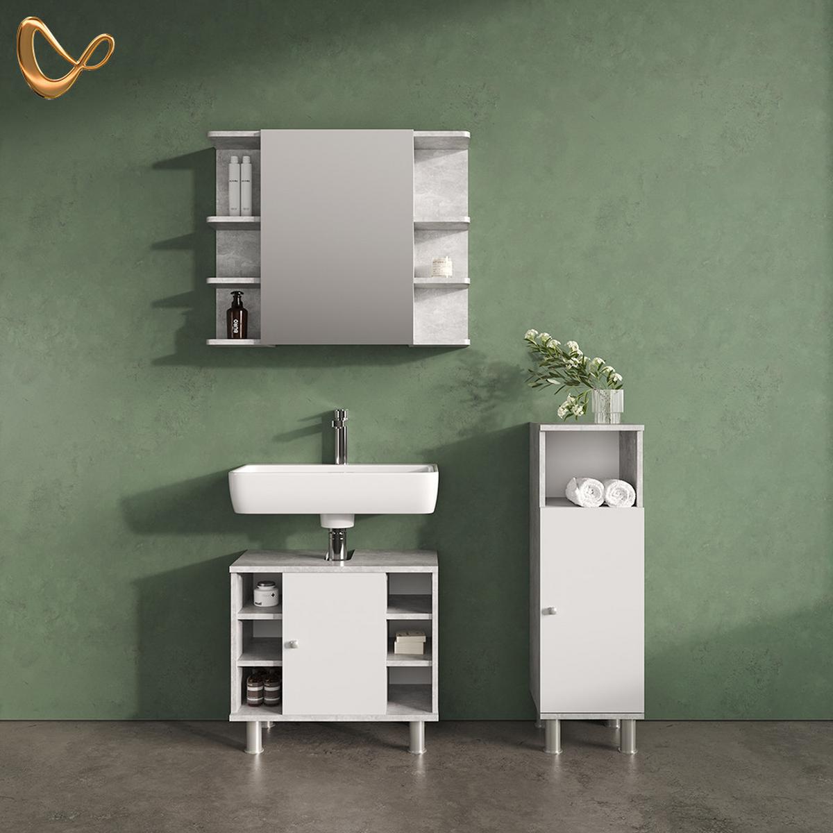 MIDISCHRANK Fucino Beton 30 x 95 cm - Grau, Holzwerkstoff (30/95/30cm) - Livinity®