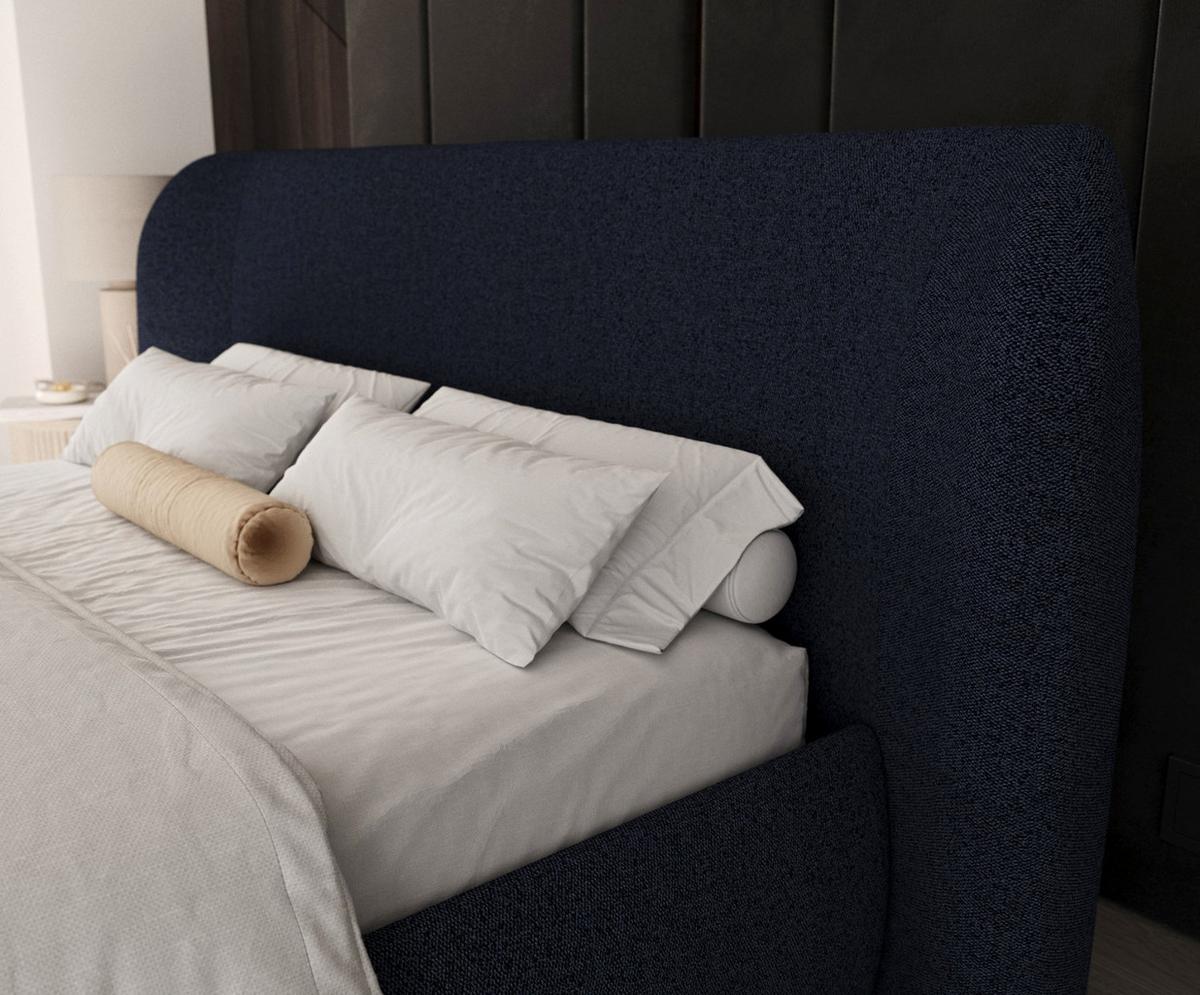 POLSTERBETT Bellano mit Stauraum 140/200 cm Marineblau im Riva Stoff - Schwarz/Naturfarben, Holz/Holzwerkstoff (140/200cm) - AltaBeds