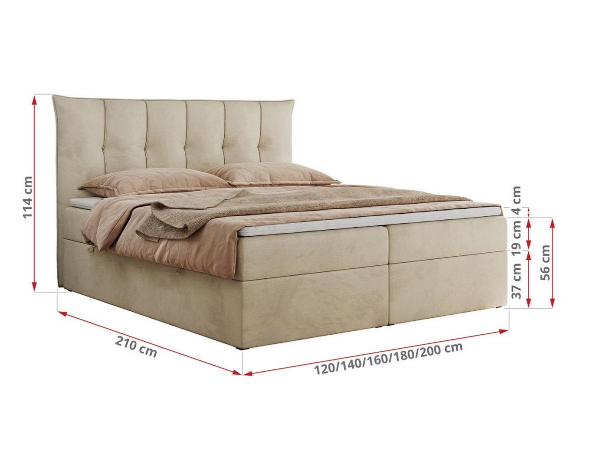 BOXBETT PREMIUM 10 140/200 Beige Velvet - H4 - Beige, Holz/Textil (140/200cm) - MKS