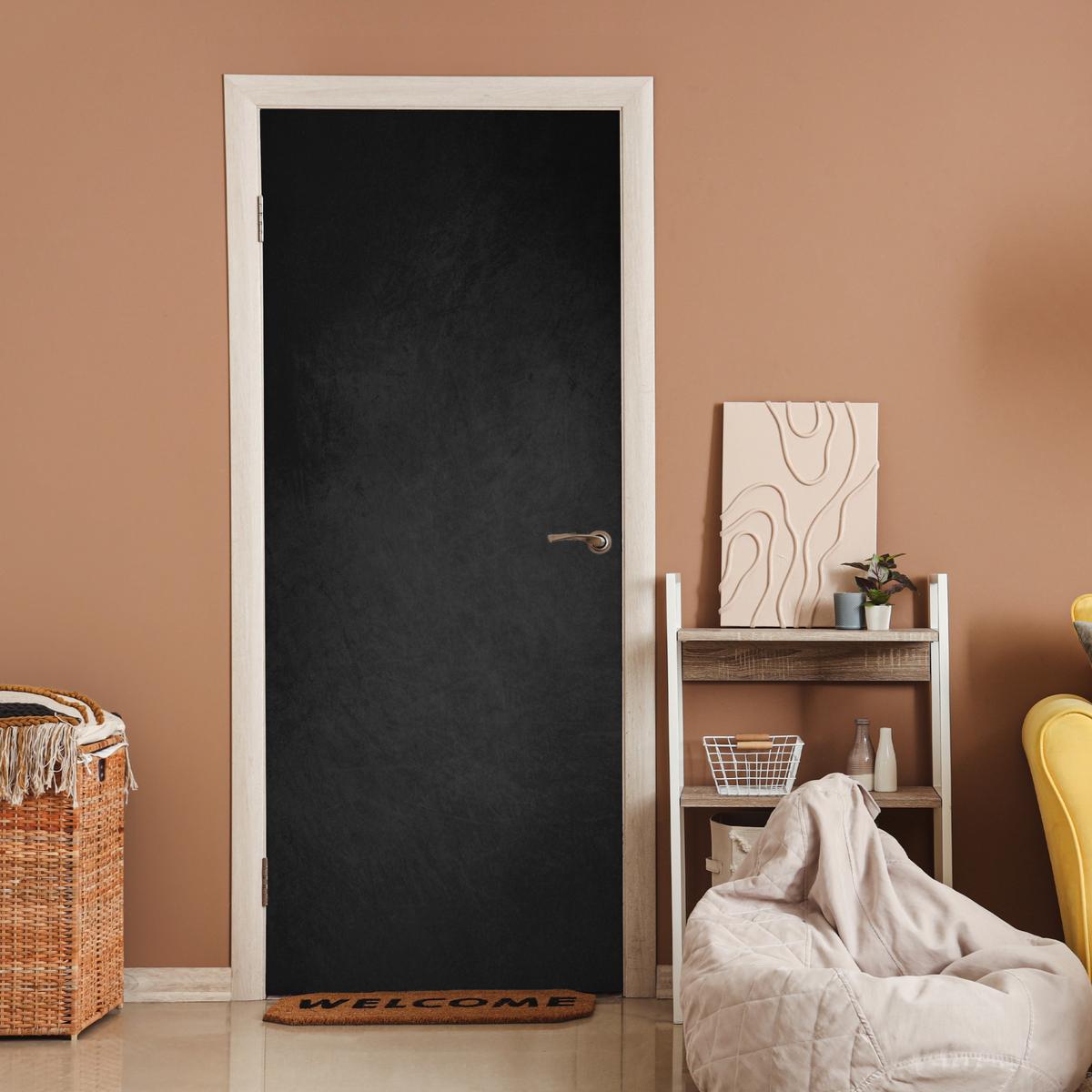 TÜRAUFKLEBER Beton - Schwarz - Grau - Strukturiert - Industriell Wanddeko 90x205 cm - Türtapete - Dunkelgrau, Kunststoff (90/0.1cm) - MuchoWow
