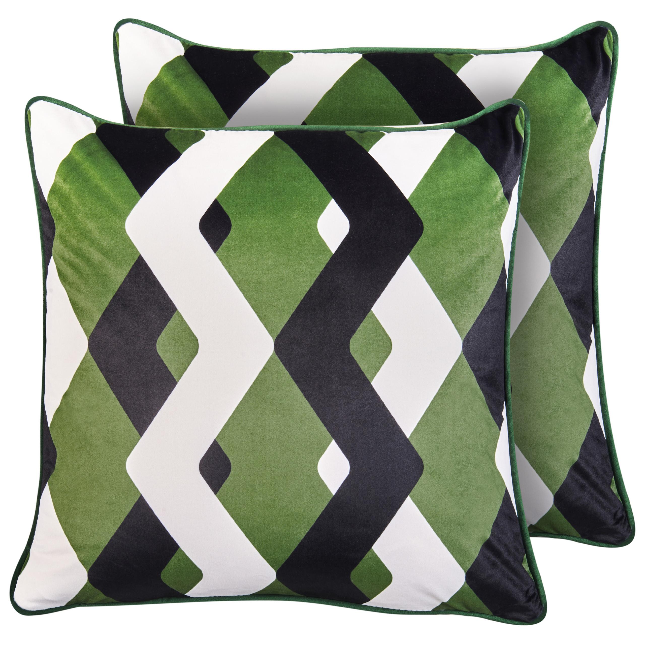 GARTENKISSEN 2er-Set Bunt 45/45 cm Sway - Multicolor/Schwarz, Textil (45/12/45cm) - Beliani