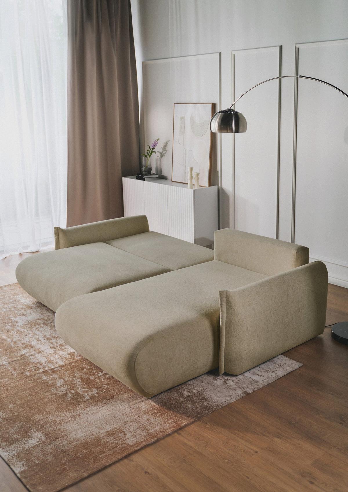 ECKSOFA Cushi Beige-Chenille - Beige/Schwarz, Kunststoff/Textil (183/252cm) - Selsey